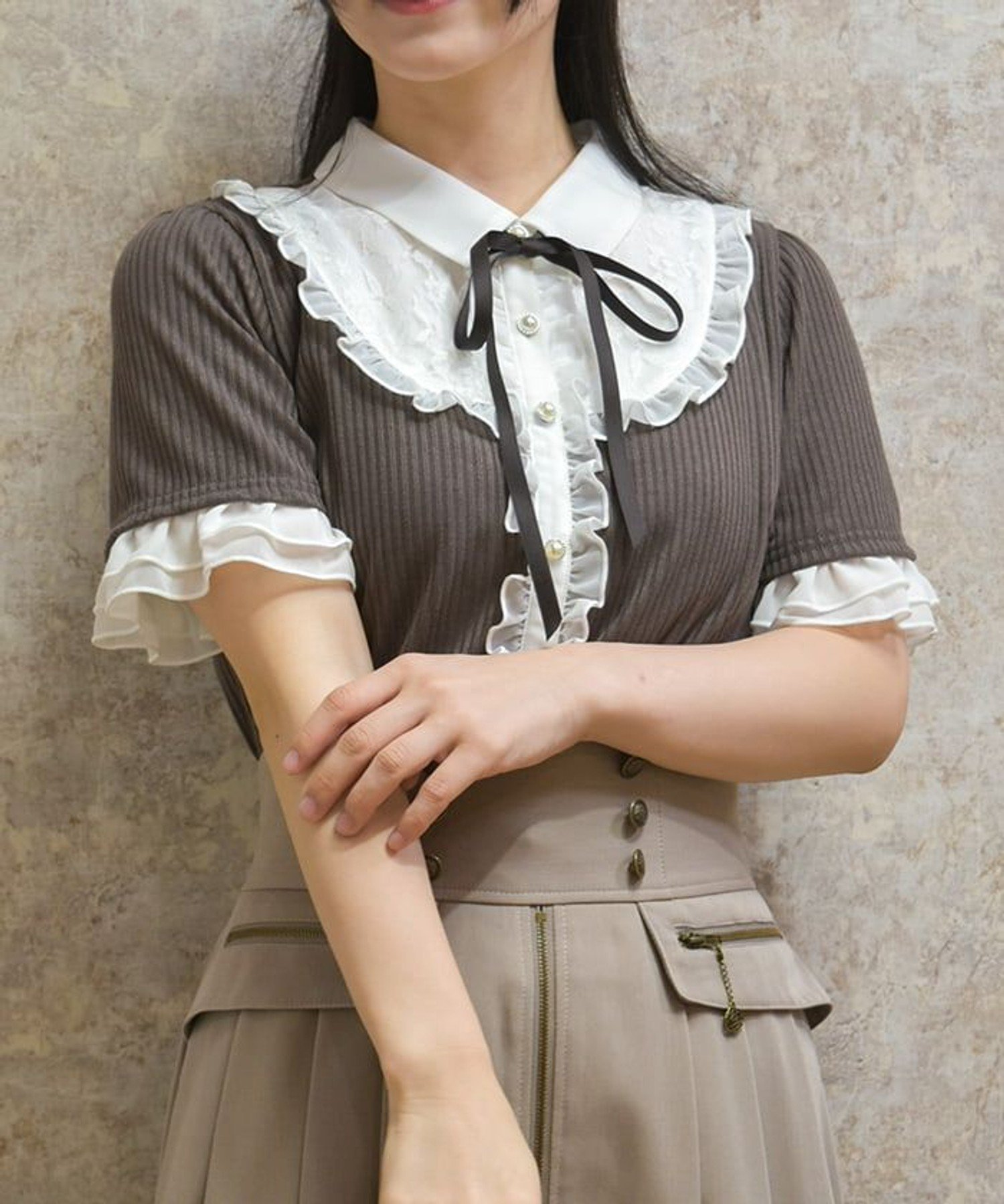 【アクシーズファム/axes femme】の襟付きブロッキングリブプルオーバー 人気、トレンドファッション・服の通販 founy(ファニー) 　ファッション　Fashion　レディースファッション　Fashion for Women　トップス・カットソー　Cut & Sew Tops　カジュアルプルオーバー・ニットトップス　Pullovers & Knit Tops / Casual Pullovers　おすすめ　Recommended / Our Picks　シフォン　Chiffon, Lightweight Fabric　フリル　Frill, Ruffle　ブロッキング　Color Blocking, Panel Design　夏　Summer　 other-1|ID: prp329100004824152 ipo3291000000035082712