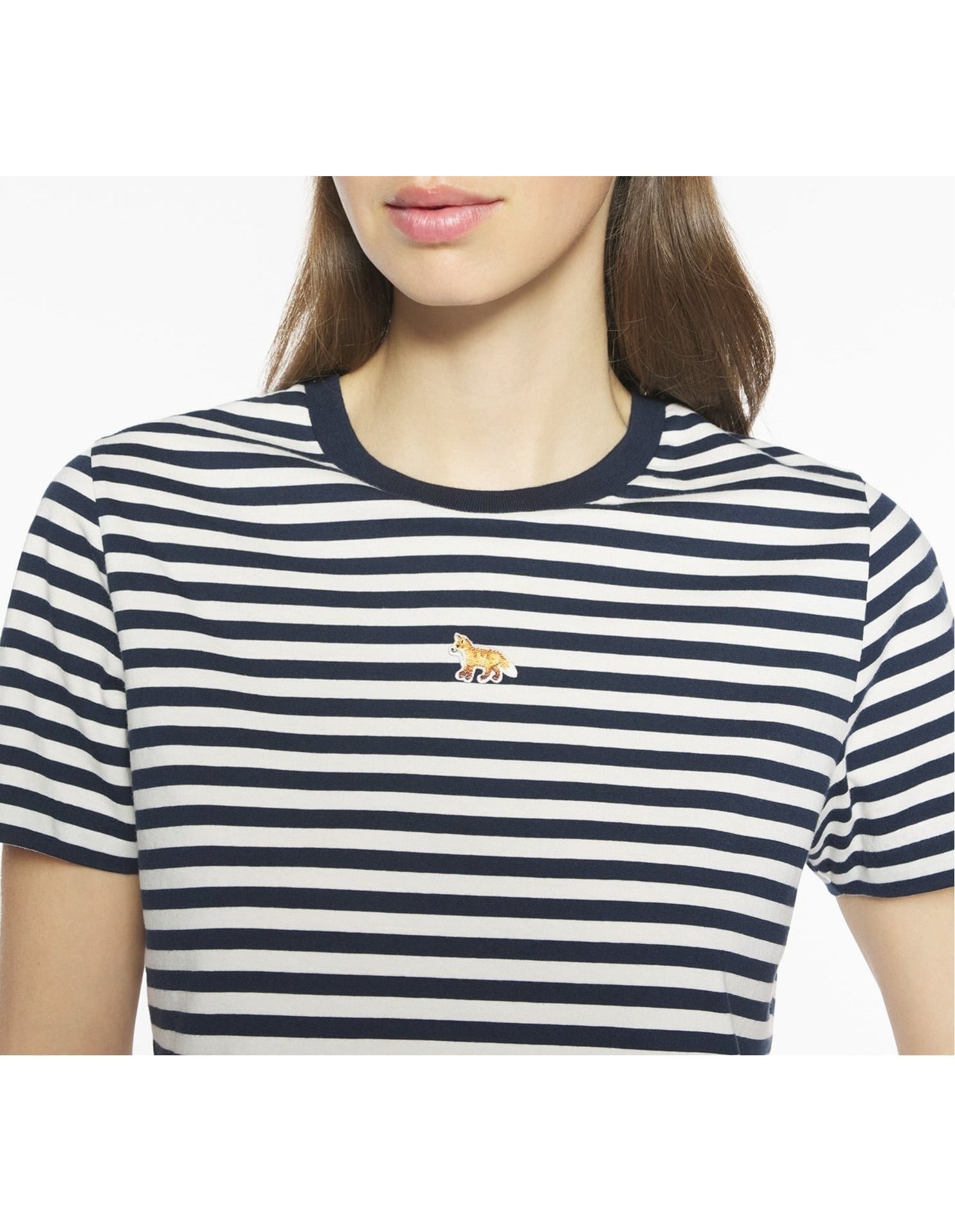 【メゾン キツネ/MAISON KITSUNE】のMAISON KITSUNE/BABY FOX STRIPED BABY TEE-SHIRT インテリア・キッズ・メンズ・レディースファッション・服の通販 founy(ファニー) 　ファッション　Fashion　レディースファッション　Fashion for Women　トップス・カットソー　Cut & Sew Tops　シャツ・ブラウス・オフィスカジュアル　Elegant Blouses & Button-Ups　冬　Winter / This Winter　ストライプ　Stripe, Striped Pattern　パッチ　Patch, Appliqué　フィット　Fit, Slim Fit　フォックス　Fox, Fox Fur　フレンチ　French, French Style　エレガント 上品　Elegant　半袖　Short Sleeve, Half Sleeve　A/W・秋冬　Autumn/Winter　Dark navy/parchment white|ID: prp329100004824170 ipo3291000000035082938