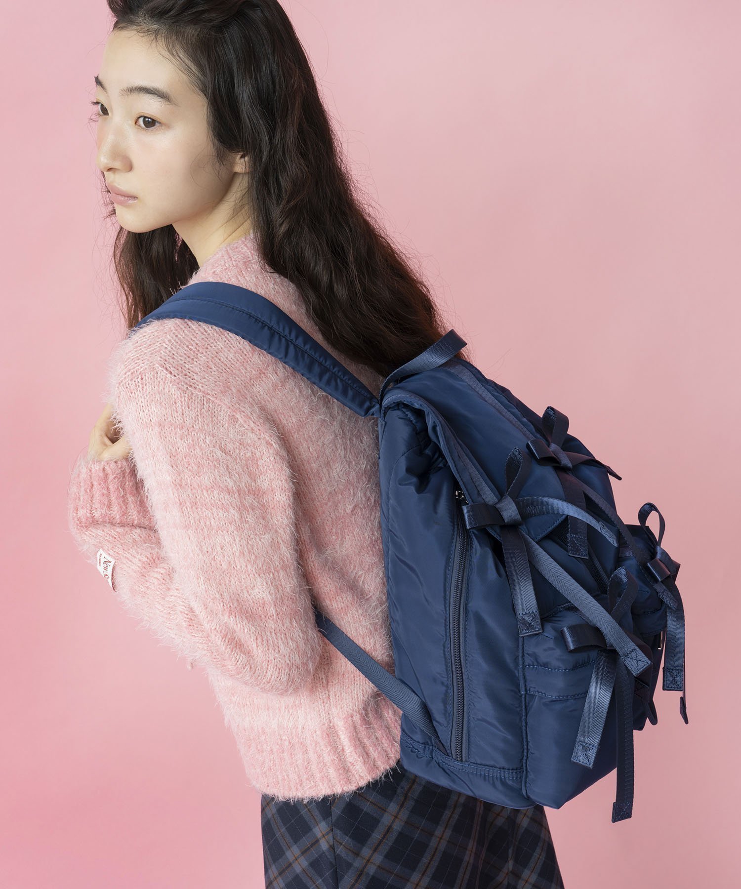 【キャセリーニ/CASSELINI】のCasselini(キャセリーニ)リボンバックパック インテリア・キッズ・メンズ・レディースファッション・服の通販 founy(ファニー) 　ファッション　Fashion　レディースファッション　Fashion for Women　バッグ　Bags　おすすめ　Recommended / Our Picks　ショルダー　Shoulder, Shoulder Strap　トレンド　Trend, Trending Now　フォルム　Silhouette, Form　ポケット　Pocket, Pocket Detail　ミックス　Mix, Mixed Style　リボン　Ribbon, Bow　ビジネス 仕事 通勤　Business / Work / Commuting　ネイビー|ID: prp329100004824178 ipo3291000000035083033