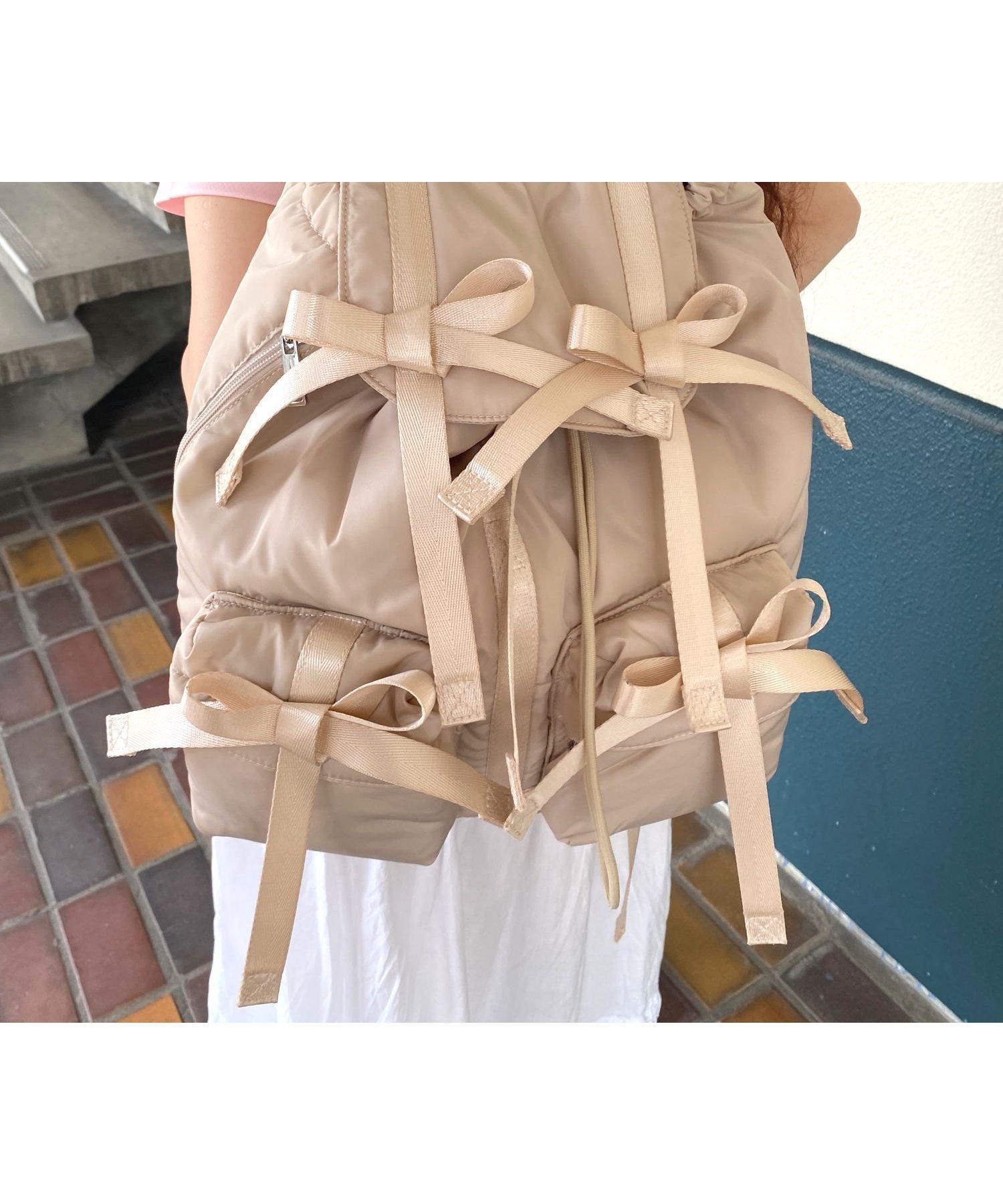 【キャセリーニ/CASSELINI】のCasselini(キャセリーニ)リボンバックパック インテリア・キッズ・メンズ・レディースファッション・服の通販 founy(ファニー) 　ファッション　Fashion　レディースファッション　Fashion for Women　バッグ　Bags　おすすめ　Recommended / Our Picks　ショルダー　Shoulder, Shoulder Strap　トレンド　Trend, Trending Now　フォルム　Silhouette, Form　ポケット　Pocket, Pocket Detail　ミックス　Mix, Mixed Style　リボン　Ribbon, Bow　ビジネス 仕事 通勤　Business / Work / Commuting　ベージュ|ID: prp329100004824178 ipo3291000000035083035