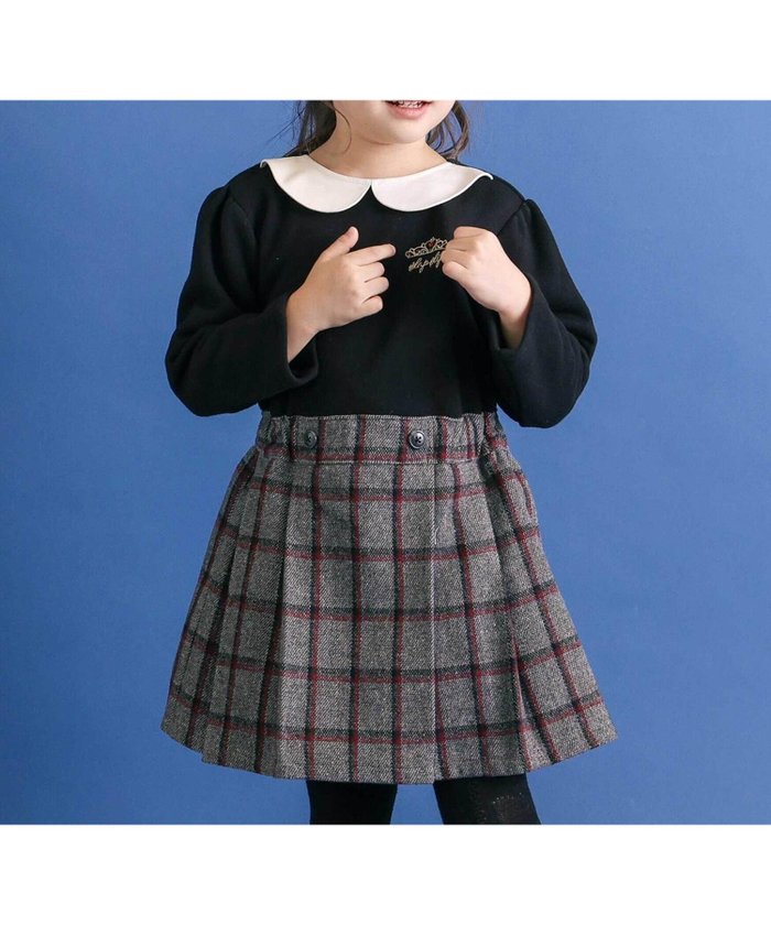 【ベベ オンライン ストア/BEBE ONLINE STORE / KIDS】のティアラ刺しゅう付きチェックプリーツドッキングワンピース(90~130cm) インテリア・キッズ・メンズ・レディースファッション・服の通販 founy(ファニー) https://founy.com/ ファッション Fashion キッズファッション Fashion for Kids ワンピース Dresses 秋 Autumn クラシカル Classical, Vintage-Inspired セットアップ Set-Up, Coordinated Outfit チェック Check, Plaid, Tartan ツイル Twist, Twisted Detail ツイード Twill, Twill Weave ドッキング Docking, Mixed Material 長袖 Long Sleeve, Full Sleeve フォーマル Formal, Dressy フレンチ French, French Style プリーツ Pleats, Pleated ミックス Mix, Mixed Style モチーフ Motif, Design Theme A/W・秋冬 Autumn/Winter おすすめ Recommended / Our Picks お家時間・ステイホーム Stay Home / At Home エレガント 上品 Elegant 2025年 2025 2025-2026秋冬・A/W Autumn/Winter 2025–26 AW25–26 |ID: prp329100004824279 ipo3291000000035084780