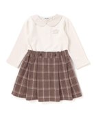 【ベベ オンライン ストア/BEBE ONLINE STORE / KIDS】のティアラ刺しゅう付きチェックプリーツドッキングワンピース(90~130cm) オフホワイト×ブラウン系|ID: prp329100004824279 ipo3291000000035084783