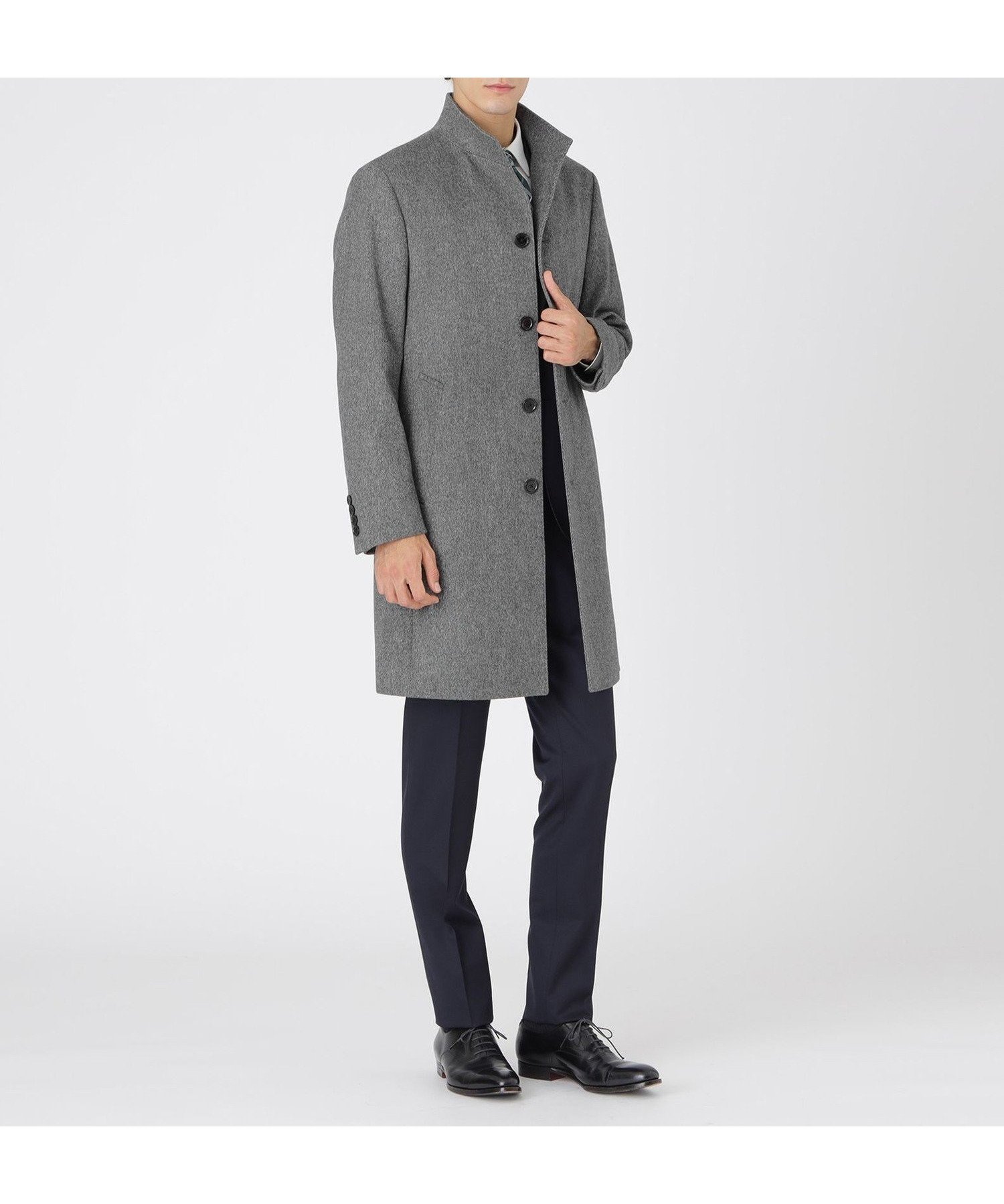 【ブルーレーベル ブラックレーベル クレストブリッジ/BLUE LABEL BLACK LABEL CRESTBRIDGE / MEN】のカルゼビーバースタンドカラーコート インテリア・キッズ・メンズ・レディースファッション・服の通販 founy(ファニー) 　ファッション　Fashion　メンズファッション　Fashion for Men　なめらか　Smooth, Silky Texture　ジャケット　Jacket, Outerwear　スタンド　Stand Collar, Upright Stand　スーツ　Suit, Formalwear　パターン　Pattern, Design Print　ビジネス 仕事 通勤　Business / Work / Commuting　グレー|ID: prp329100004824294 ipo3291000000035085069