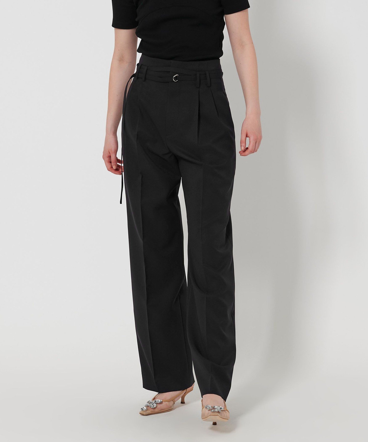 【ユナイテッドアローズ/UNITED ARROWS】のAEWEN MATOPH ハイウエスト ベルトパンツ2 インテリア・キッズ・メンズ・レディースファッション・服の通販 founy(ファニー) 　ファッション　Fashion　レディースファッション　Fashion for Women　パンツ　Pants & Trousers　ベルト&ウエストマーク　Belts & Waist Accessories　シンプル　Simple, Minimal　ジャケット　Jacket, Outerwear　定番　Standard, Basic Item　フェミニン　Feminine, Girly　フラット　Flat, Flat Shoes　ポケット　Pocket, Pocket Detail　メランジ　Melange, Mixed Yarn　ループ　Loop, Loop Knit　ワイド　Wide, Wide Fit　アウトレット　Outlet / Clearance　BLACK|ID: prp329100004824410 ipo3291000000035086299