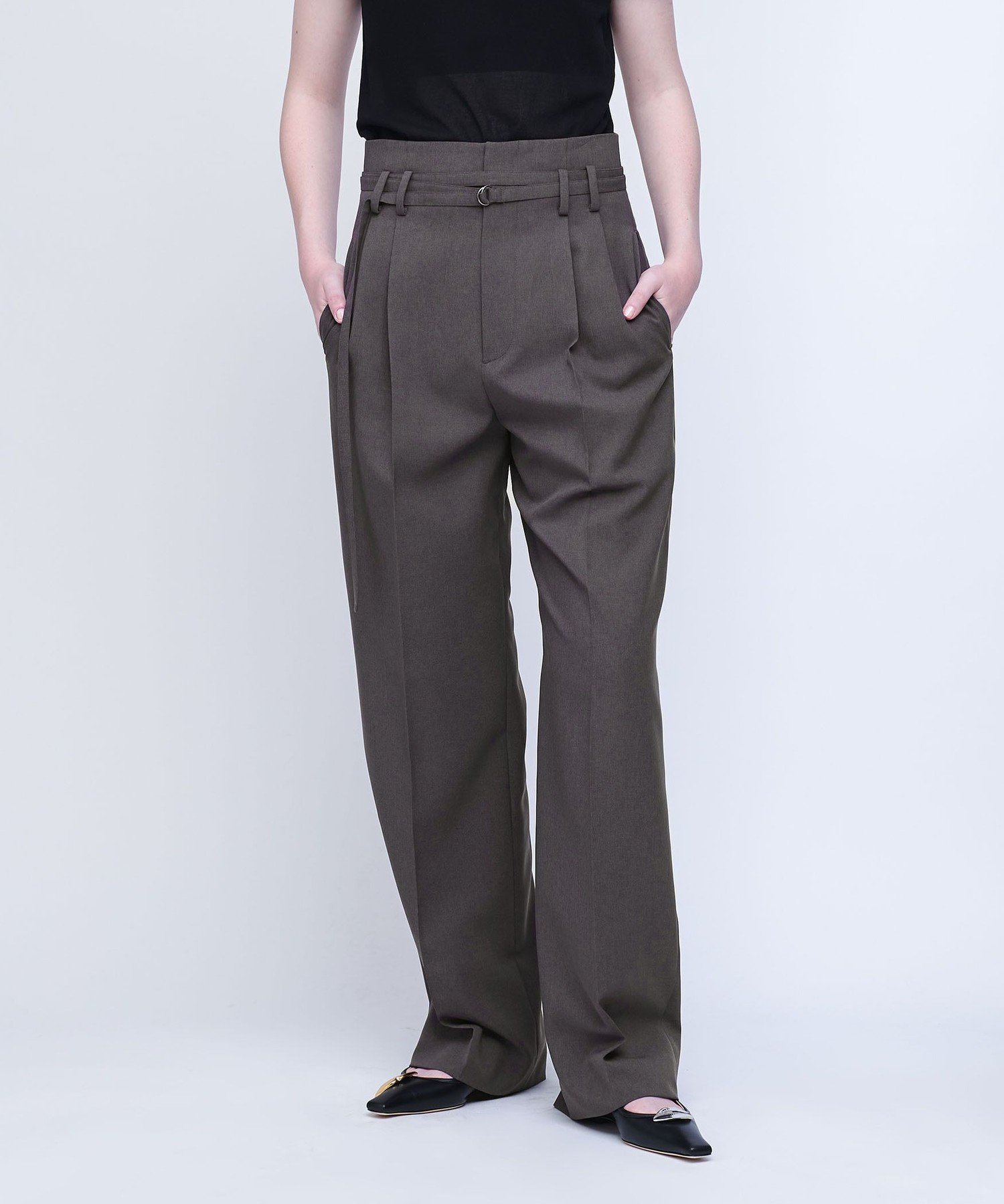 【ユナイテッドアローズ/UNITED ARROWS】のAEWEN MATOPH ハイウエスト ベルトパンツ2 インテリア・キッズ・メンズ・レディースファッション・服の通販 founy(ファニー) 　ファッション　Fashion　レディースファッション　Fashion for Women　パンツ　Pants & Trousers　ベルト&ウエストマーク　Belts & Waist Accessories　シンプル　Simple, Minimal　ジャケット　Jacket, Outerwear　定番　Standard, Basic Item　フェミニン　Feminine, Girly　フラット　Flat, Flat Shoes　ポケット　Pocket, Pocket Detail　メランジ　Melange, Mixed Yarn　ループ　Loop, Loop Knit　ワイド　Wide, Wide Fit　アウトレット　Outlet / Clearance　DK.GRAY|ID: prp329100004824410 ipo3291000000035086300