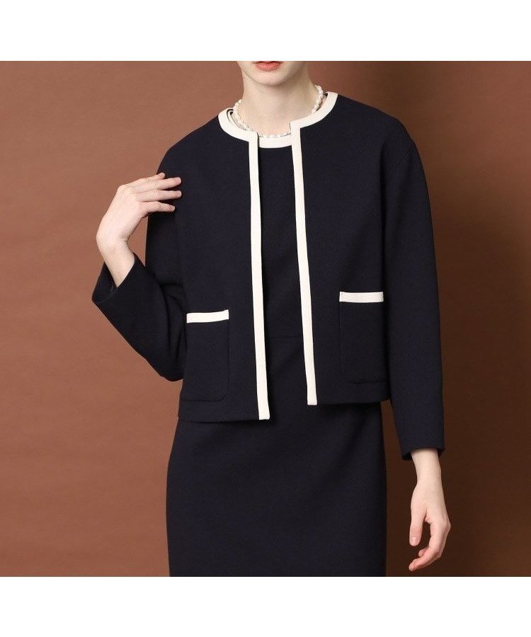 【ドレステリア/DRESSTERIOR】の【セットアップ可】バイカラーショートジャケット インテリア・キッズ・メンズ・レディースファッション・服の通販 founy(ファニー) 　ファッション　Fashion　レディースファッション　Fashion for Women　アウター　Coat / Outerwear Collection　レディースジャケット・軽アウター　Jackets　コンパクト　Compact, Small Size　ショート　Short, Short Length　ジャケット　Jacket, Outerwear　セットアップ　Set-Up, Coordinated Outfit　セレモニー　Ceremony　ドレス　Dress, One-Piece　ポケット　Pocket, Pocket Detail　エレガント 上品　Elegant　定番　Standard, Basic Item　ネイビー|ID: prp329100004824481 ipo3291000000035086941