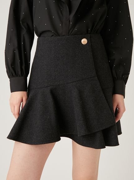 【ファーファー/FURFUR】のツイードフレアスカート インテリア・キッズ・メンズ・レディースファッション・服の通販 founy(ファニー) 　ファッション　Fashion　レディースファッション　Fashion for Women　スカート　Skirts　Aライン・フレアスカート　A-Line & Flared Skirts　アシンメトリー　Asymmetrical Style　インナー　Innerwear　ショート　Short, Short Length　スマート　Smart, Elegant　ドレス　Dress, One-Piece　バランス　Balance, Style Balance　フリル　Frill, Ruffle　フレア　Flare, Flared　フロント　Front, Front Design　ヨーク　Yoke, Yoke Design　CGRY[007]|ID: prp329100004824529 ipo3291000000035110127