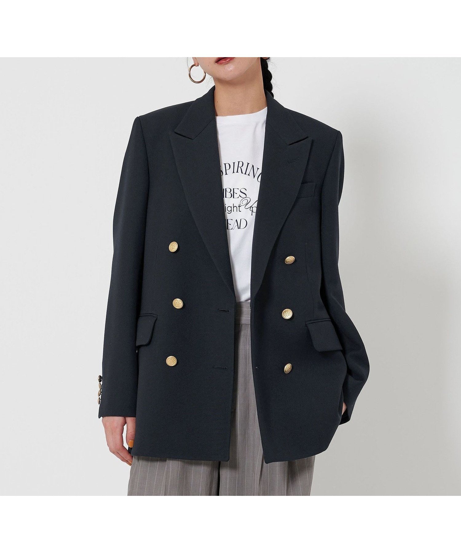 【ビューティ&ユース ユナイテッドアローズ/BEAUTY&YOUTH / UNITED ARROWS】のポリエステルブレンド ダブル ジャケット 人気、トレンドファッション・服の通販 founy(ファニー) 　ファッション　Fashion　レディースファッション　Fashion for Women　アウター　Coat / Outerwear Collection　レディースジャケット・軽アウター　Jackets　ジャケット　Jacket, Outerwear　ダブル　Double, Double-Breasted　デニム　Denim, Jeans Material　定番　Standard, Basic Item　人気　Popular, Best Seller　バランス　Balance, Style Balance　フェミニン　Feminine, Girly　マニッシュ　Mannish, Boyish　ロング　Long, Long-Length　おすすめ　Recommended / Our Picks　 other-1|ID: prp329100004824548 ipo3291000000035087790