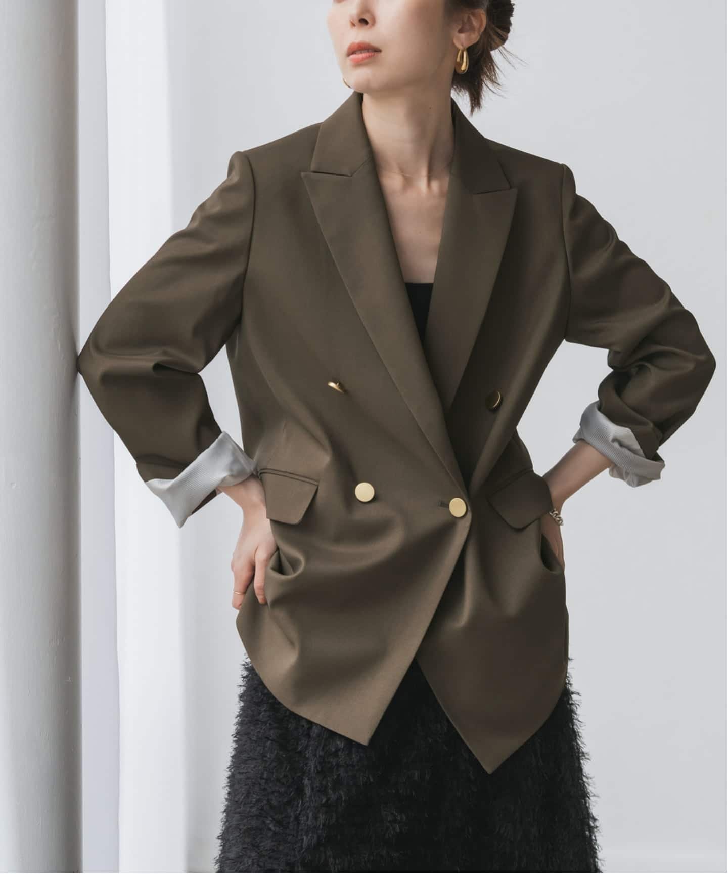 【ノーブル / スピック&スパン/NOBLE / Spick & Span】のエステルツイルピークドラペルジャケット インテリア・キッズ・メンズ・レディースファッション・服の通販 founy(ファニー) 　ファッション　Fashion　レディースファッション　Fashion for Women　アウター　Coat / Outerwear Collection　レディースジャケット・軽アウター　Jackets　カットソー　Cut and Sewn Top　ジャケット　Jacket, Outerwear　ストレッチ　Stretch, Stretchy Fabric　セットアップ　Set-Up, Coordinated Outfit　ノースリーブ　Sleeveless, No-Sleeve　定番　Standard, Basic Item　ブラウン|ID: prp329100004824562 ipo3291000000035087996