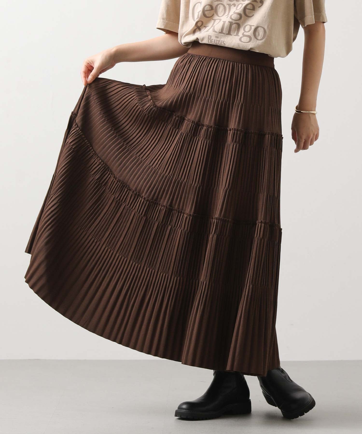 【グレディブリリアン/Gready Brilliant】のGready Brilliant/2_カットティアードプリーツ インテリア・キッズ・メンズ・レディースファッション・服の通販 founy(ファニー) 　ファッション　Fashion　レディースファッション　Fashion for Women　カットソー　Cut and Sewn Top　ティアードスカート　Tiered Skirt, Flounced Skirt　プリーツ　Pleats, Pleated　楽ちん　Easy Fit, Comfortable　BRW|ID: prp329100004824588 ipo3291000000035088325