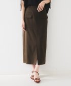 【アンタイトル/UNTITLED】の【きれいめ/前スリット】麻混カーゴスカート ブラウン|ID: prp329100004824589 ipo3291000000035088331