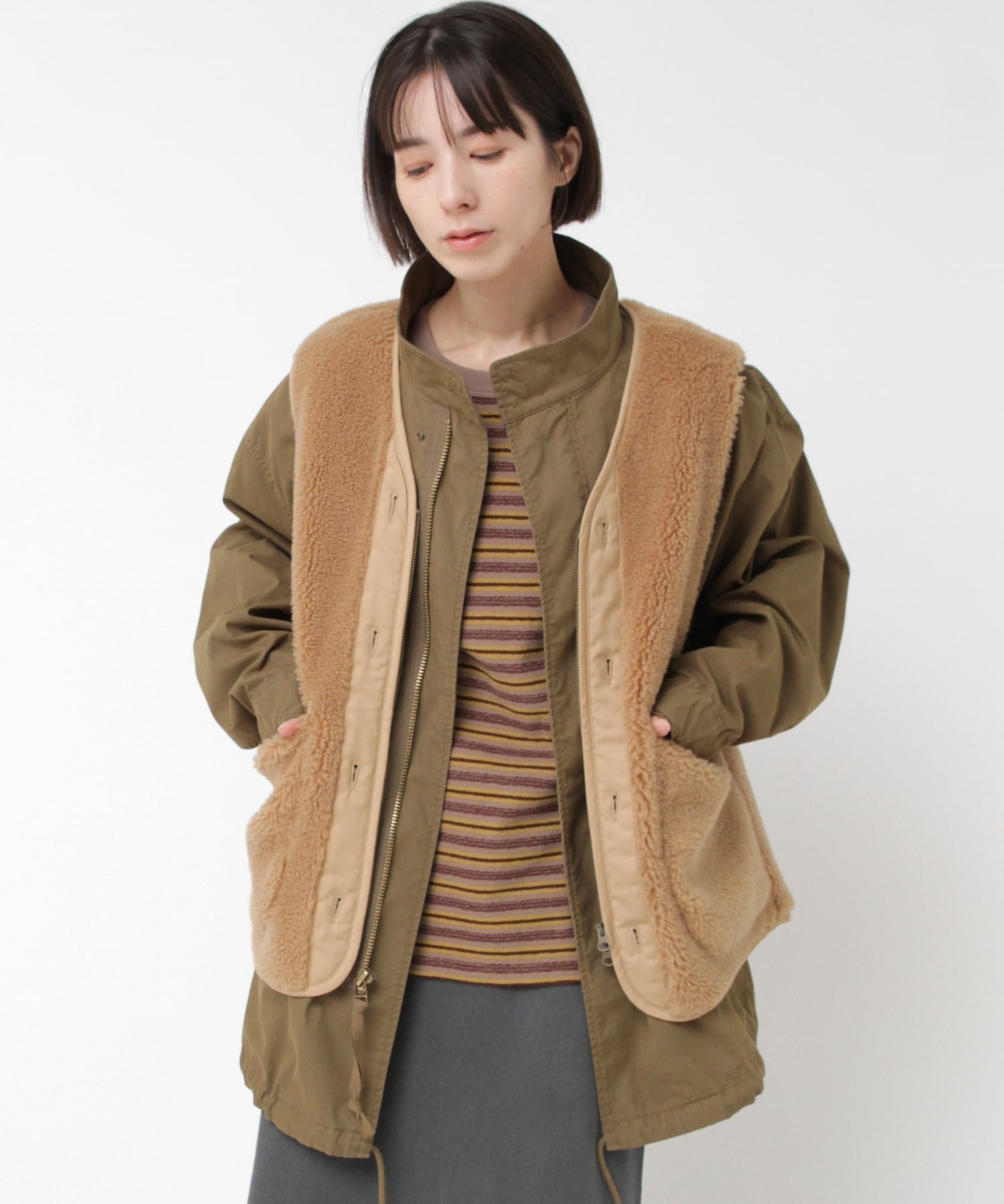 【アールエヌエーエヌ/RNA-N】のC0787 M-65ファーライナーモッズコート 人気、トレンドファッション・服の通販 founy(ファニー) 　ファッション　Fashion　レディースファッション　Fashion for Women　アウター　Coat / Outerwear Collection　コート・ロングコート・ピーコート　Long Coats, Peacoats & More　モッズコート・ミリタリー風アウター　Mods & Field Coats　おすすめ　Recommended / Our Picks　ジャケット　Jacket, Outerwear　バランス　Balance, Style Balance　ベスト　Vest, Waistcoat　ミリタリー　Military, Army Style　モッズコート　Mods Coat, Military Parka　ライナー　Liner, Inner Layer　軽量　Lightweight, Ultra Light　 other-1|ID: prp329100004824595 ipo3291000000035088409