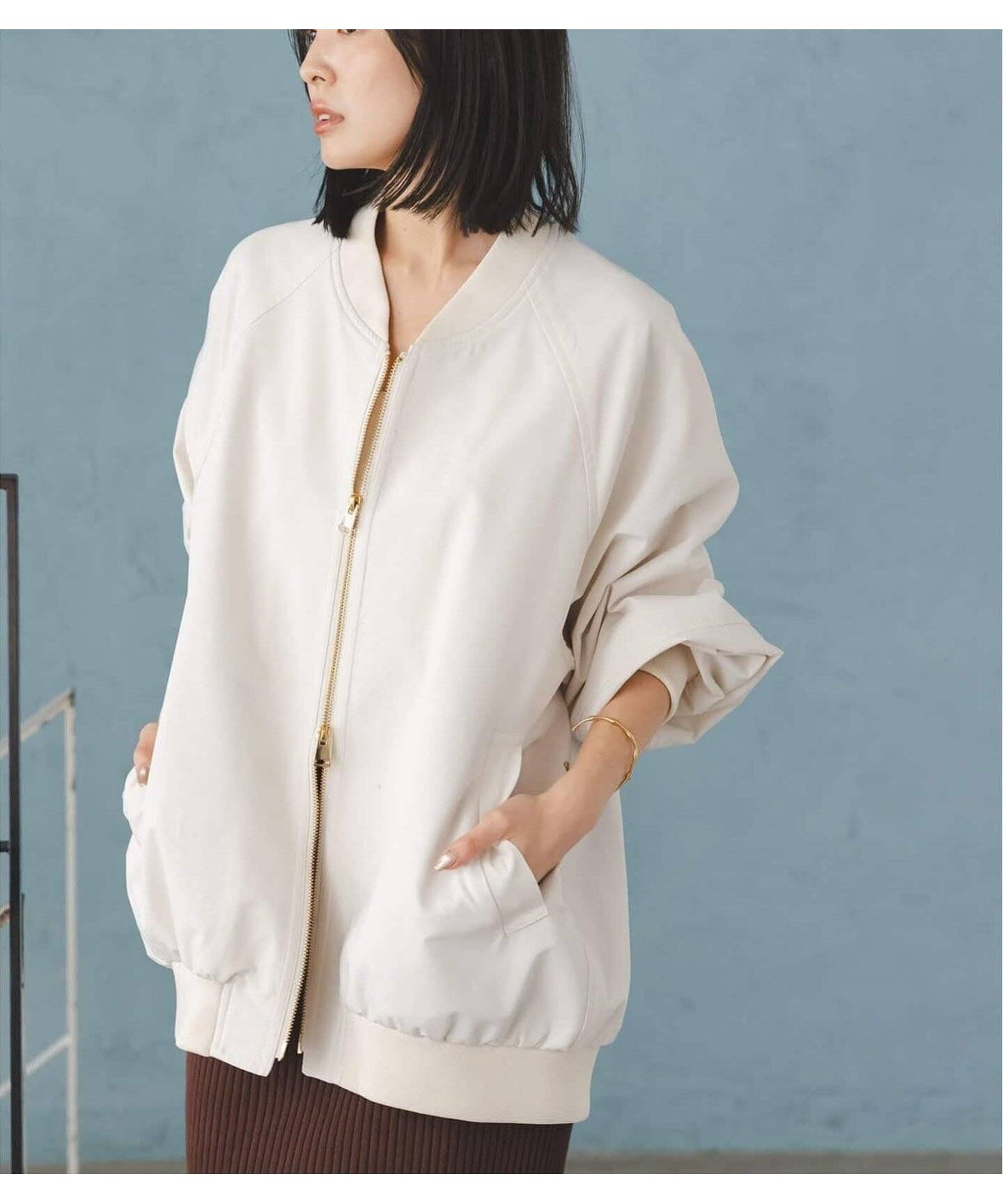 【ノーブル / スピック&スパン/NOBLE / Spick & Span】の《26SS先行 》ハイツイストダブルクロスMA-1ブルゾン 人気、トレンドファッション・服の通販 founy(ファニー) 　ファッション　Fashion　レディースファッション　Fashion for Women　アウター　Coat / Outerwear Collection　ブルゾンジャケット・スポーティアウター　Blouson Jackets　MA-1ジャケット　MA-1 Bomber Jackets / Flight Jackets　2026年　2026　シンプル　Simple, Minimal　ジップ　Zip, Zipper　ダブル　Double, Double-Breasted　フロント　Front, Front Design　ブルゾン　Blouson, Bomber Jacket　エレガント 上品　Elegant　 other-1|ID: prp329100004824608 ipo3291000000035088581