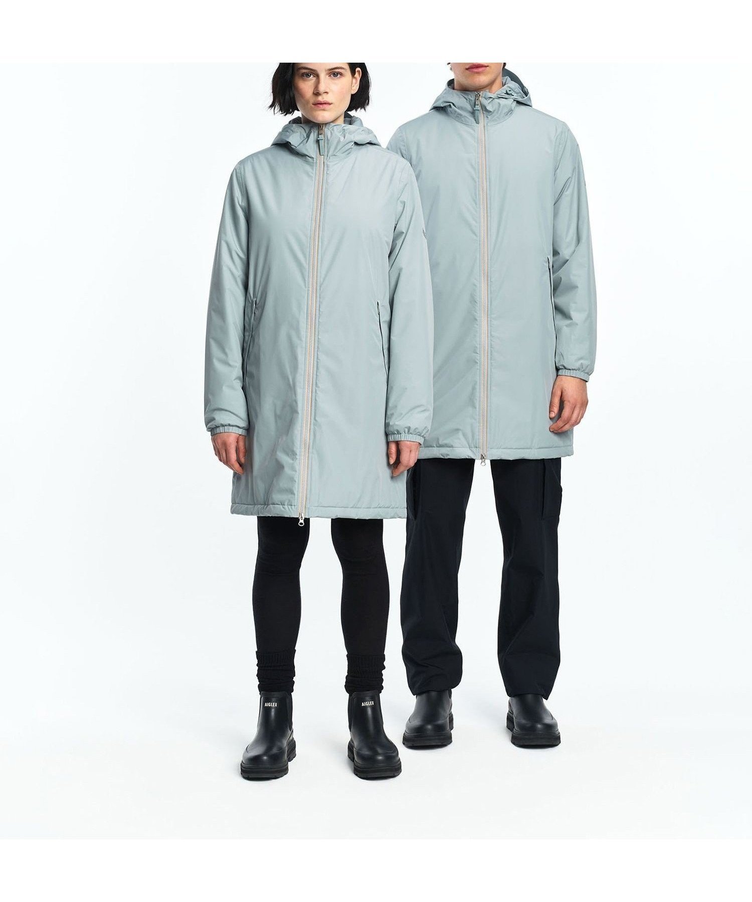 【エーグル/AIGLE】の【RainPack Warm】透湿防水 レインパックウォーム ロングジャケット インテリア・キッズ・メンズ・レディースファッション・服の通販 founy(ファニー) 　ファッション　Fashion　レディースファッション　Fashion for Women　アウター　Coat / Outerwear Collection　レディースジャケット・軽アウター　Jackets　カフス　Cuff Design　ジップ　Zip, Zipper　ジャケット　Jacket, Outerwear　ドローコード　Drawcord, Drawstring Cord　プリント　Print, Printed Pattern　ポケット　Pocket, Pocket Detail　ポーチ　Pouch, Small Case　ロング　Long, Long-Length　ブル-グレ-|ID: prp329100004824609 ipo3291000000035088680