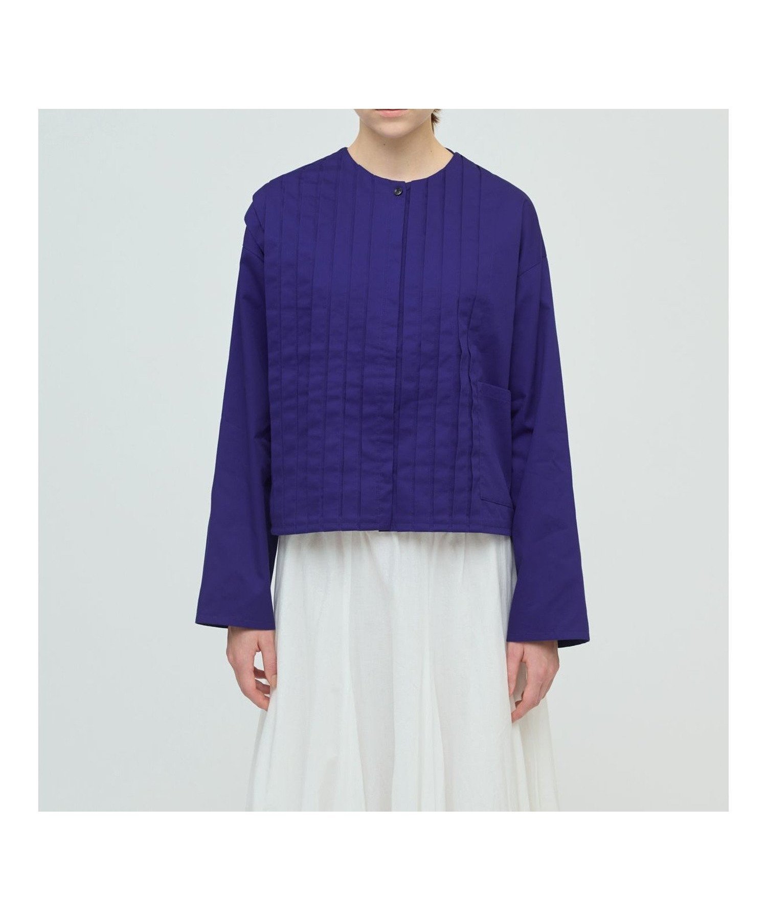 【マーコート/MARcourt】のmizuiro ind クルーネックピンタックシャツ 人気、トレンドファッション・服の通販 founy(ファニー) 　ファッション　Fashion　レディースファッション　Fashion for Women　トップス・カットソー　Cut & Sew Tops　シャツ・ブラウス・オフィスカジュアル　Elegant Blouses & Button-Ups　アシンメトリー　Asymmetrical Style　ジャケット　Jacket, Outerwear　フロント　Front, Front Design　ポケット　Pocket, Pocket Detail　ワーク　Workwear, Utility Style　無地　Plain, Solid Color　長袖　Long Sleeve, Full Sleeve　 other-1|ID: prp329100004824611 ipo3291000000035088715