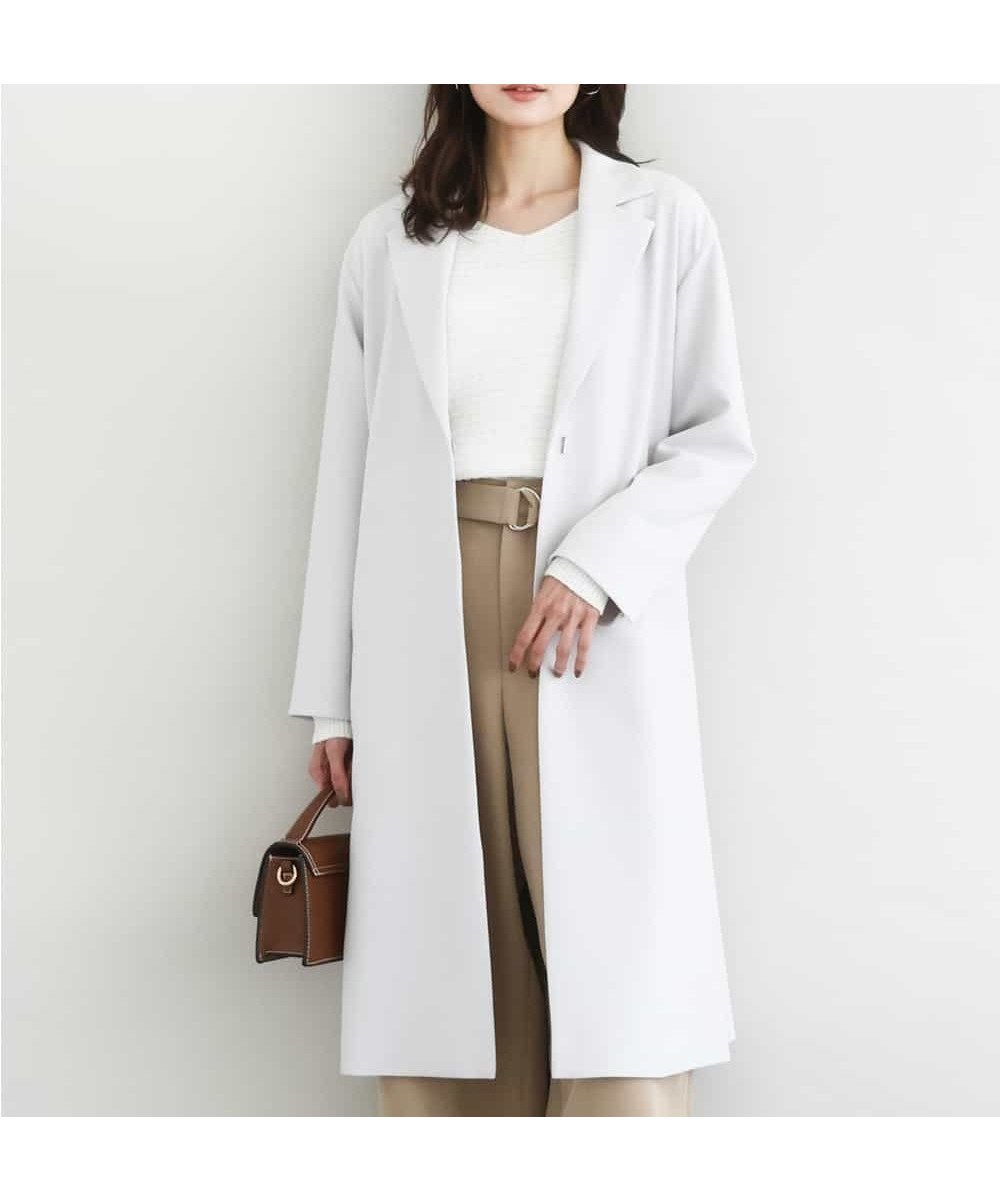 【エムケイ ミッシェルクラン/MK MICHEL KLEIN】のライトダブルクロスチェスターコート/洗える インテリア・キッズ・メンズ・レディースファッション・服の通販 founy(ファニー) 　ファッション　Fashion　レディースファッション　Fashion for Women　アウター　Coat / Outerwear Collection　コート・ロングコート・ピーコート　Long Coats, Peacoats & More　チェスターコート・ロング丈アウター　Chester Coats / Chesterfield Long Coats　ショルダー　Shoulder, Shoulder Strap　スリット　Slit, Slit Detail　ダブル　Double, Double-Breasted　ドロップ　Drop Shoulder, Dropped Style　ロング　Long, Long-Length　ビジネス 仕事 通勤　Business / Work / Commuting　冬　Winter / This Winter　夏　Summer　春　Spring　洗える　Machine Washable　秋　Autumn　ライトグレー|ID: prp329100004824628 ipo3291000000035089025