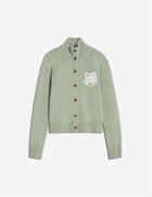 【メゾン キツネ/MAISON KITSUNE】のMaison Kitsune/FOX HEAD INTARSIA MERINO HIGH NECK CARDIGAN 人気、トレンドファッション・服の通販 founy(ファニー) ファッション Fashion レディースファッション Fashion for Women トップス・カットソー Cut & Sew Tops カーディガン・羽織り Layered Style Cardigans 冬 Winter / This Winter カーディガン Cardigan, Knitwear フィット Fit, Slim Fit フォックス Fox, Fox Fur フレンチ French, French Style レギュラー Regular, Standard Fit エレガント 上品 Elegant 無地 Plain, Solid Color A/W・秋冬 Autumn/Winter 長袖 Long Sleeve, Full Sleeve thumbnail SAGE GREEN/ECRU|ID: prp329100004824638 ipo3291000000035089200
