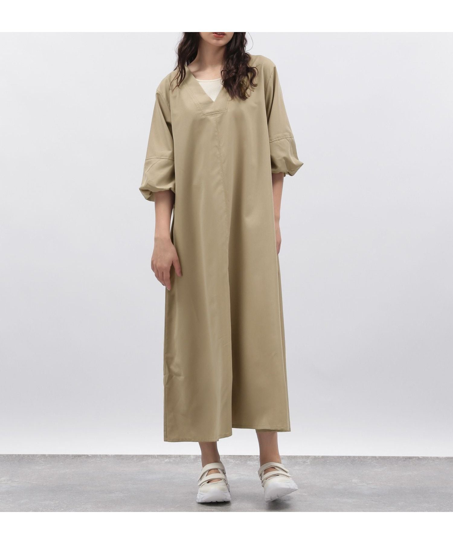 【ラコレ/LAKOLE】の袖ボリュームワンピース インテリア・キッズ・メンズ・レディースファッション・服の通販 founy(ファニー) 　ファッション　Fashion　レディースファッション　Fashion for Women　ワンピース　Dresses　おすすめ　Recommended / Our Picks　デコルテ　Décolleté, Neckline　フレア　Flare, Flared　ボトム　Bottoms, Lower Wear　リボン　Ribbon, Bow　ベージュ55|ID: prp329100004824639 ipo3291000000035089206