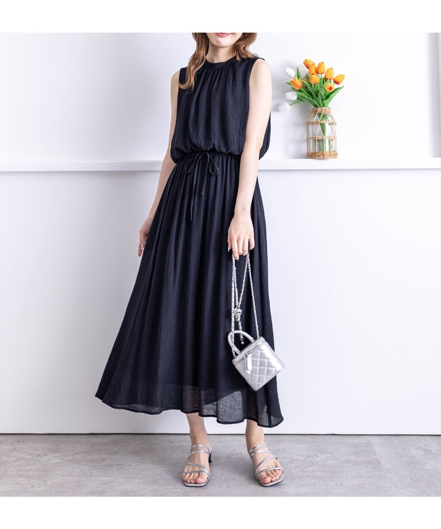 【クリア/clear】の【スタイルアップ】ウエスト切替ノースリーブワンピース インテリア・キッズ・メンズ・レディースファッション・服の通販 founy(ファニー) 　ファッション　Fashion　レディースファッション　Fashion for Women　ワンピース　Dresses　カーディガン　Cardigan, Knitwear　ノースリーブ　Sleeveless, No-Sleeve　リボン　Ribbon, Bow　エレガント 上品　Elegant　切替　Switching, Contrast Panel　夏　Summer　BK|ID: prp329100004824642 ipo3291000000035089238