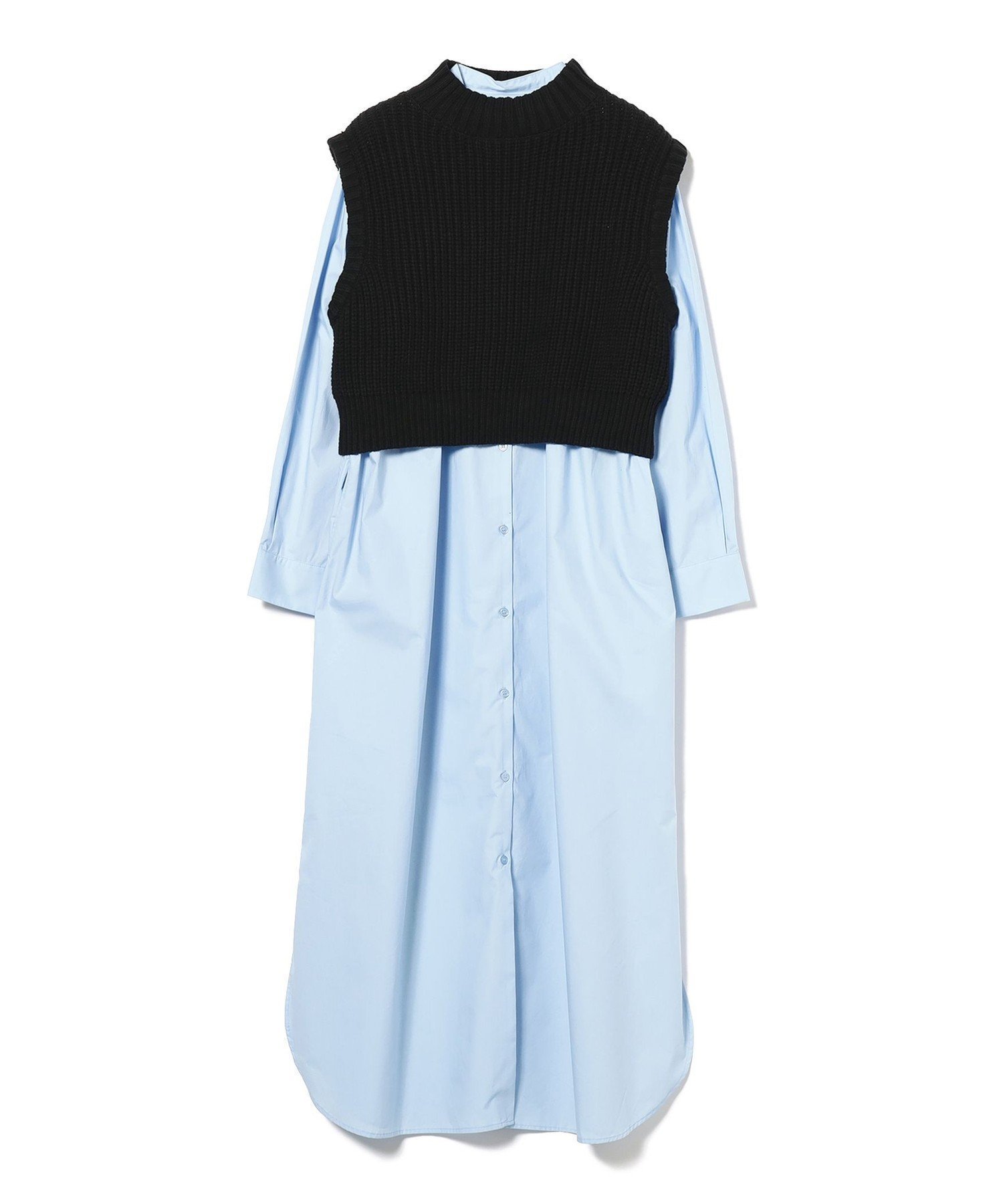 【ビームス ウイメン/BEAMS】の畦ニットベスト * シャツワンピース インテリア・キッズ・メンズ・レディースファッション・服の通販 founy(ファニー) 　ファッション　Fashion　レディースファッション　Fashion for Women　アウター　Coat / Outerwear Collection　ワンピース　Dresses　シャツワンピース / 1枚で着映えコーデ　Shirt Dresses　アクリル　Acrylic Material　畦　Ribbed Knit　くるぶし　Ankle-Length　ショート　Short, Short Length　シンプル　Simple, Minimal　タイプライター　Typewriter Fabric, Crisp Cotton　トレンド　Trend, Trending Now　ベスト　Vest, Waistcoat　羽織　Haori, Light Jacket　ロング　Long, Long-Length　再入荷　Restock / Back in Stock　おすすめ　Recommended / Our Picks　エレガント 上品　Elegant　SAX|ID: prp329100004824657 ipo3291000000035089550