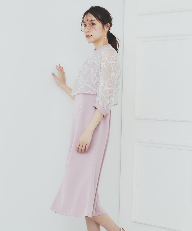 【インデックス/INDEX】のフラワーチュールドッキングフレアワンピース【洗濯機洗い可】 インテリア・キッズ・メンズ・レディースファッション・服の通販 founy(ファニー) 　ファッション　Fashion　レディースファッション　Fashion for Women　ワンピース　Dresses　春　Spring　スマート　Smart, Elegant　チュール　Tulip, Tulip Motif　ドレス　Dress, One-Piece　ドレープ　Drape, Draping Fabric　フォーマル　Formal, Dressy　フラワー　Flower, Floral　ポケット　Pocket, Pocket Detail　おすすめ　Recommended / Our Picks　エレガント 上品　Elegant　二次会　After Party　ピンクベージュ|ID: prp329100004824672 ipo3291000000035089742