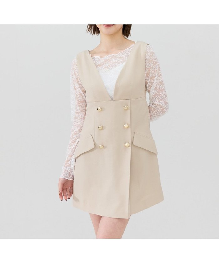 【レディアゼル/REDYAZEL】の【セットアップ可能】ダブルボタンミニジャンパースカート インテリア・キッズ・メンズ・レディースファッション・服の通販 founy(ファニー) https://founy.com/ ファッション Fashion レディースファッション Fashion for Women セットアップ Matching Sets スカート・ミニ/ミディ/マキシ Skirts / Mini, Midi & Maxi Skirts おすすめ Recommended / Our Picks インナー Innerwear ガーリー Girly, Feminine Style クラシカル Classical, Vintage-Inspired シャーリング Shirring, Ruched セットアップ Set-Up, Coordinated Outfit ダブル Double, Double-Breasted チュール Tulip, Tulip Motif ツイル Twist, Twisted Detail ポケット Pocket, Pocket Detail レース Lace, Lace Fabric エレガント 上品 Elegant 人気 Popular, Best Seller |ID: prp329100004824675 ipo3291000000035089751