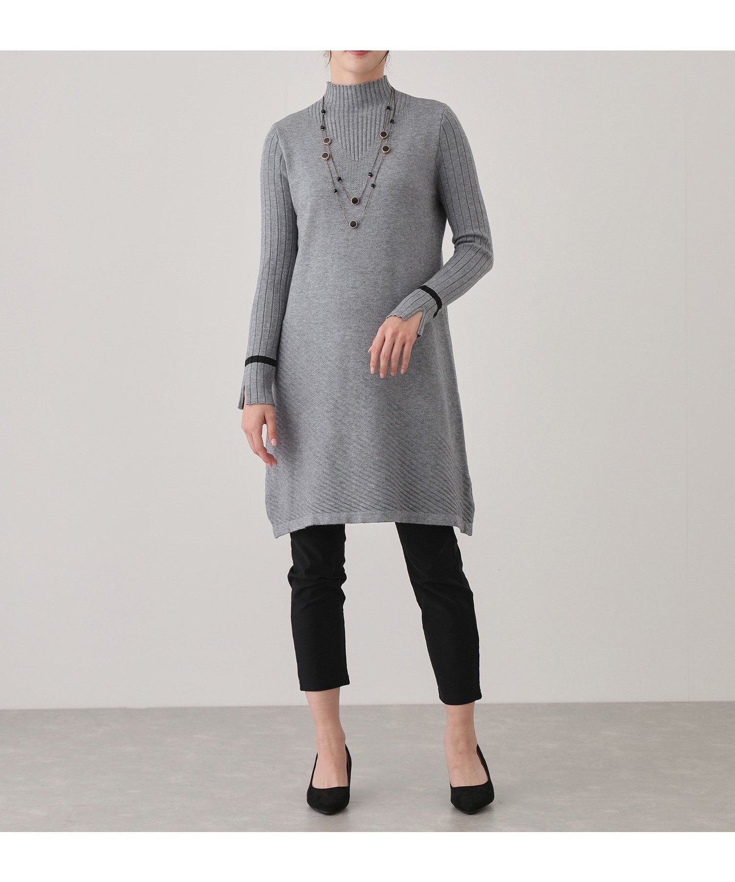 【ジャイロ/JAYRO】の袖口ワンポイントニットワンピ-ス インテリア・キッズ・メンズ・レディースファッション・服の通販 founy(ファニー) 　ファッション　Fashion　レディースファッション　Fashion for Women　ワンピース　Dresses　ニットワンピース　Knit Dresses　おすすめ　Recommended / Our Picks　アシンメトリー　Asymmetrical Style　ジャケット　Jacket, Outerwear　チュニック　Tunic, Long Top　ブルゾン　Blouson, Bomber Jacket　ボトム　Bottoms, Lower Wear　ポケット　Pocket, Pocket Detail　冬　Winter / This Winter　A/W・秋冬　Autumn/Winter　グレー(07)|ID: prp329100004824702 ipo3291000000035090448