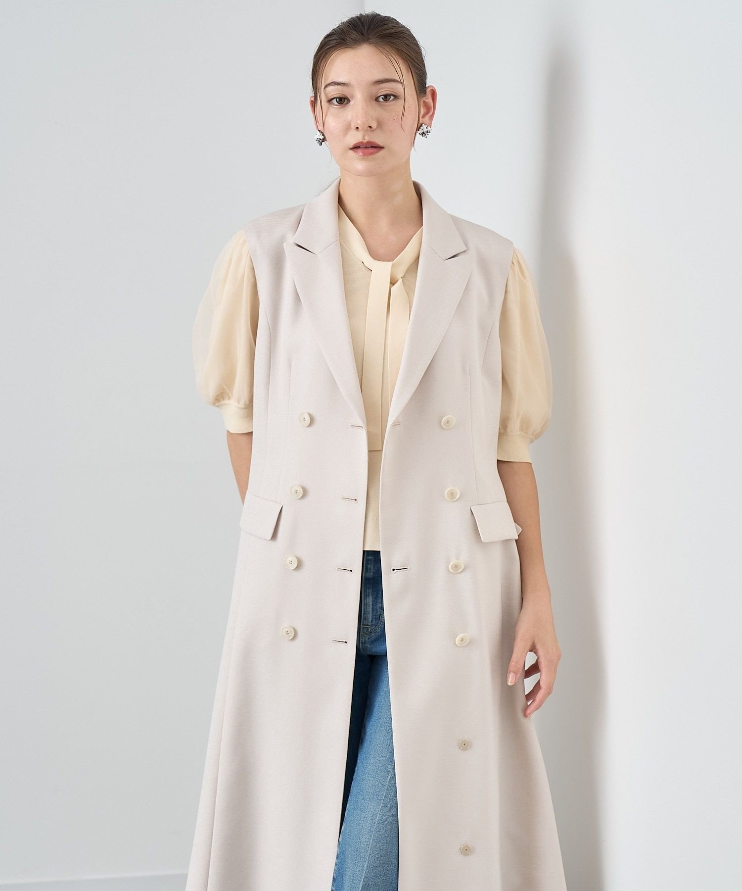 【アナイ/ANAYI】のリネンライクジレワンピース 人気、トレンドファッション・服の通販 founy(ファニー) 　ファッション　Fashion　レディースファッション　Fashion for Women　アウター　Coat / Outerwear Collection　エレガント 上品　Elegant　スマート　Smart, Elegant　テーラード　Tailored, Tailored Fit　フィット　Fit, Slim Fit　フレア　Flare, Flared　マニッシュ　Mannish, Boyish　リネン　Linen, Linen Fabric　A/W・秋冬　Autumn/Winter　再入荷　Restock / Back in Stock　 other-1|ID: prp329100004824722 ipo3291000000035113097