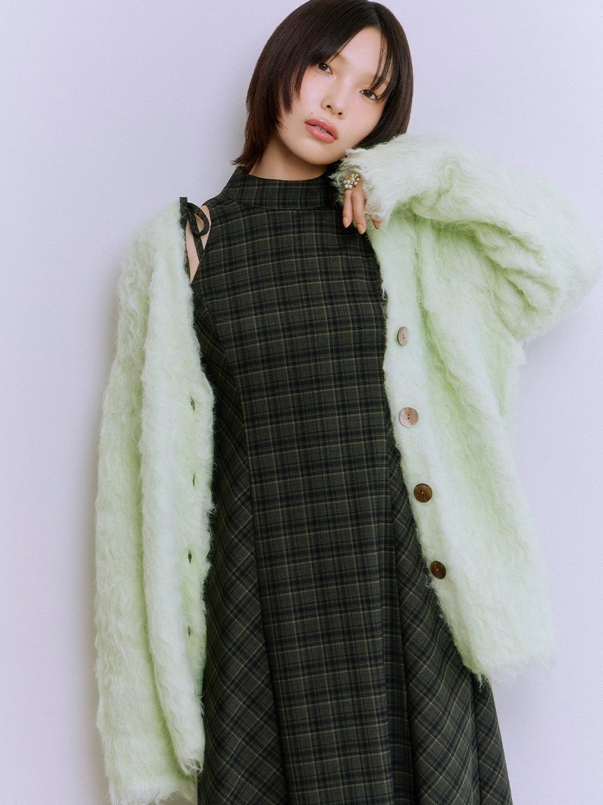 【リリーブラウン/Lily Brown】のシャギーニットカーディガン インテリア・キッズ・メンズ・レディースファッション・服の通販 founy(ファニー) 　ファッション　Fashion　レディースファッション　Fashion for Women　トップス・カットソー　Cut & Sew Tops　ニット　Knit Tops & Sweaters　カーディガン・羽織り　Layered Style Cardigans　カーディガン　Cardigan, Knitwear　スマート　Smart, Elegant　デコルテ　Décolleté, Neckline　デニム　Denim, Jeans Material　フェザー　Feather, Feather Detail　フェミニン　Feminine, Girly　フロント　Front, Front Design　エレガント 上品　Elegant　A/W・秋冬　Autumn/Winter　LIME[022]|ID: prp329100004824734 ipo3291000000035090744