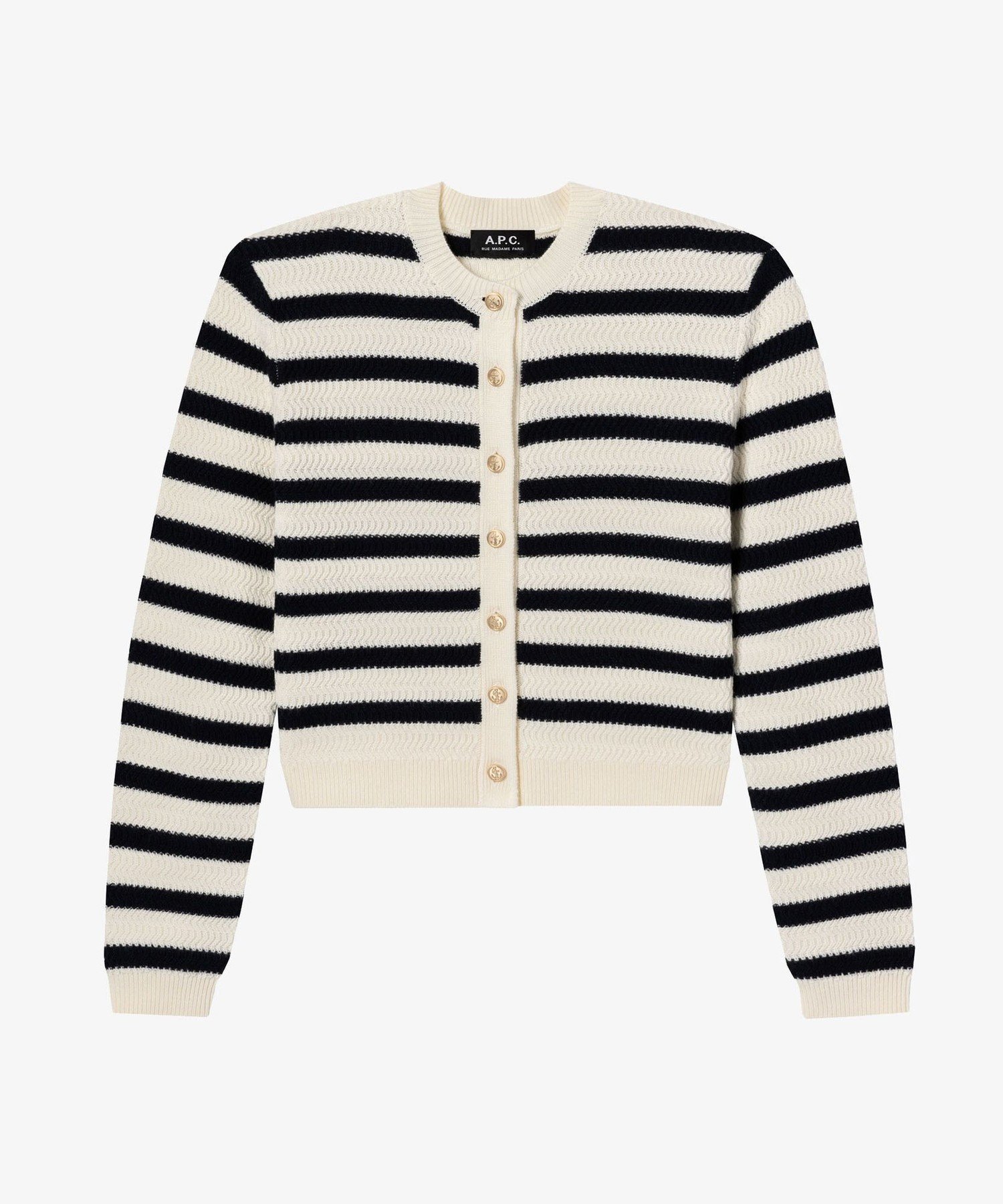 【アーペーセー/A.P.C.】のManon カーディガン インテリア・キッズ・メンズ・レディースファッション・服の通販 founy(ファニー) 　ファッション　Fashion　レディースファッション　Fashion for Women　トップス・カットソー　Cut & Sew Tops　カーディガン・羽織り　Layered Style Cardigans　カーディガン　Cardigan, Knitwear　ストレート　Straight, Straight Cut　ボーダー　Border, Stripe　生成/ダークネイビー|ID: prp329100004824741 ipo3291000000035090834