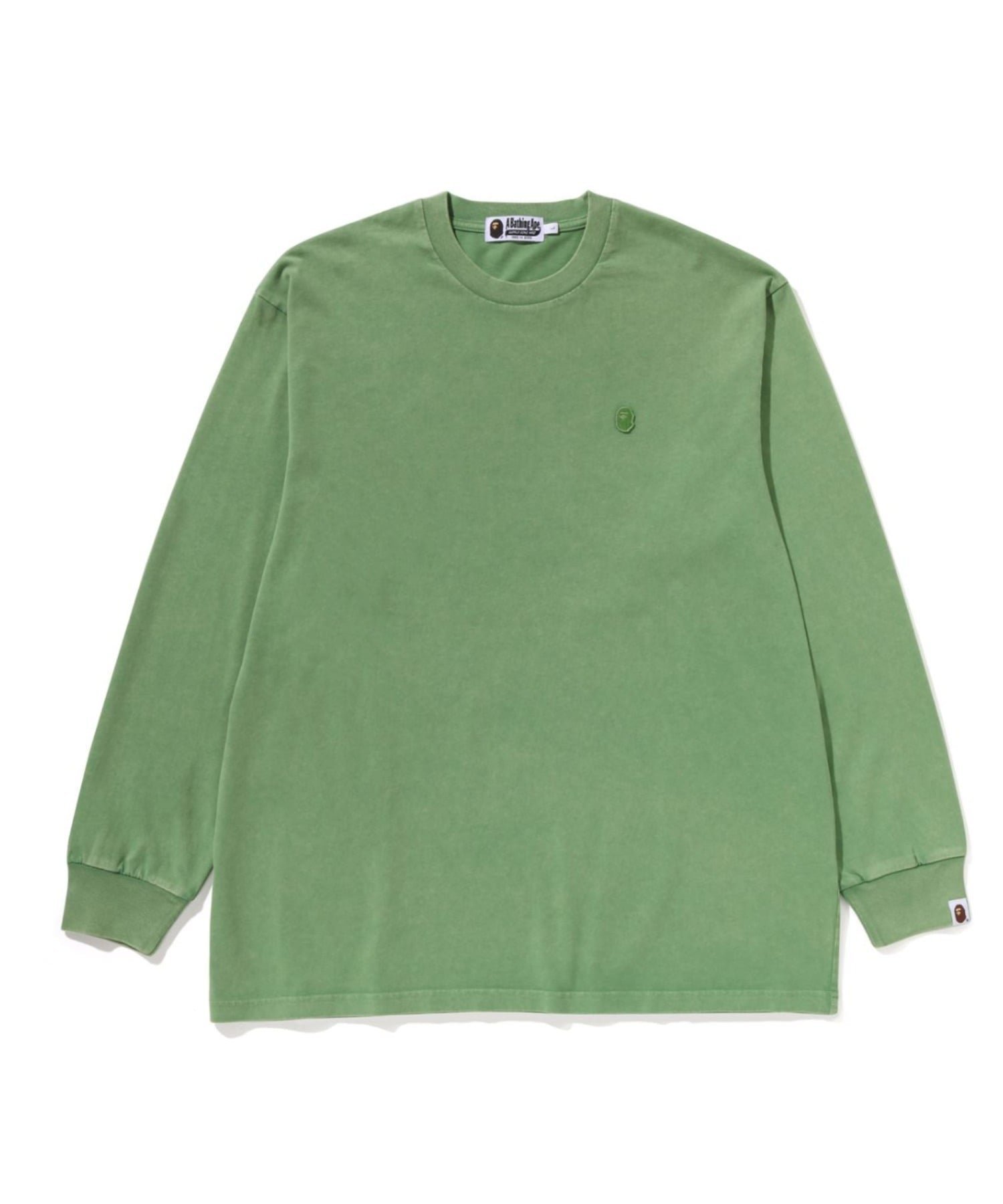 【ア ベイシング エイプ/A BATHING APE】のGARMENT DYE ONE POINT RELAXED FIT LS インテリア・キッズ・メンズ・レディースファッション・服の通販 founy(ファニー) 　ファッション　Fashion　レディースファッション　Fashion for Women　スリーブ　Sleeve, Long Sleeve / Short Sleeve　ロング　Long, Long-Length　ワンポイント　One Point, Statement Accent　ヴィンテージ　Vintage Style　GREEN|ID: prp329100004824746 ipo3291000000035090862