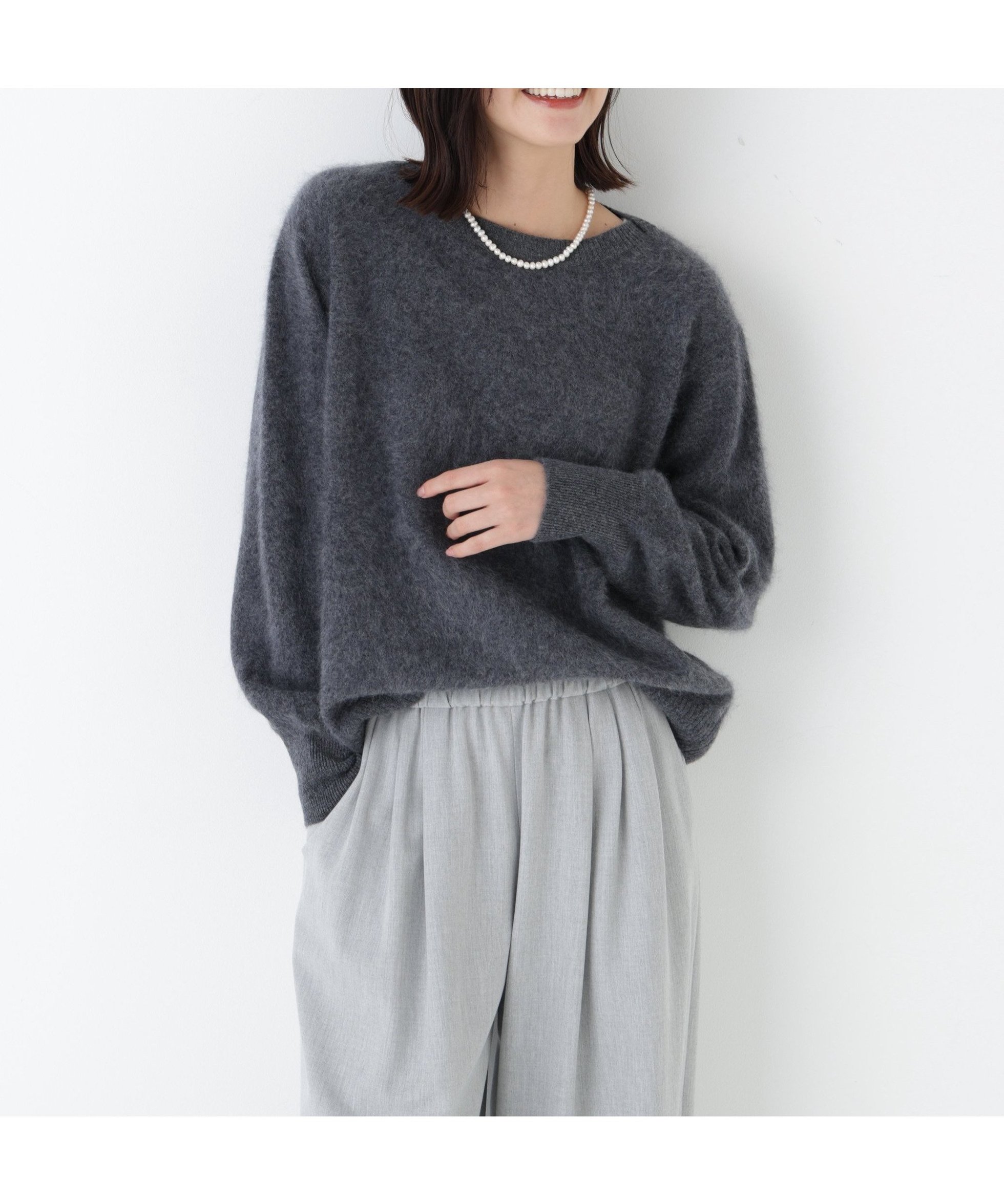 【ヒューマンウーマン/HUMAN WOMAN】のウールファーニットプルオーバー インテリア・キッズ・メンズ・レディースファッション・服の通販 founy(ファニー) 　ファッション　Fashion　レディースファッション　Fashion for Women　トップス・カットソー　Cut & Sew Tops　ニット　Knit Tops & Sweaters　カジュアルプルオーバー・ニットトップス　Pullovers & Knit Tops / Casual Pullovers　おすすめ　Recommended / Our Picks　シンプル　Simple, Minimal　スタンダード　Standard, Basic　タイトスカート　Pencil Skirt, Tight Skirt　ベーシック　Basic, Essential　チャコール1|ID: prp329100004824747 ipo3291000000035090885