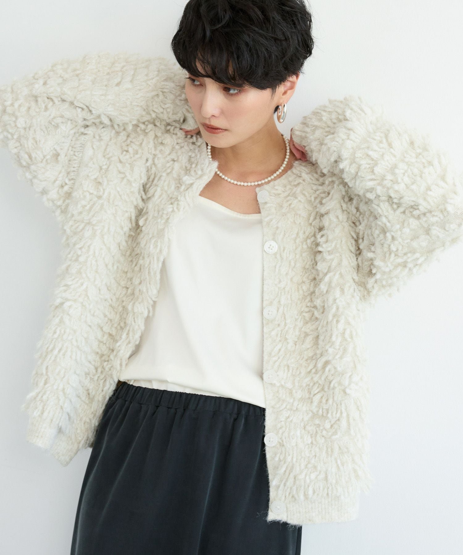 【バンヤードストーム/BARNYARDSTORM】のループモフニット インテリア・キッズ・メンズ・レディースファッション・服の通販 founy(ファニー) 　ファッション　Fashion　レディースファッション　Fashion for Women　トップス・カットソー　Cut & Sew Tops　ニット　Knit Tops & Sweaters　インナー　Innerwear　カットソー　Cut and Sewn Top　カーディガン　Cardigan, Knitwear　ストレッチ　Stretch, Stretchy Fabric　ポケット　Pocket, Pocket Detail　ミックス　Mix, Mixed Style　ループ　Loop, Loop Knit　オフホワイト11|ID: prp329100004824758 ipo3291000000035090996