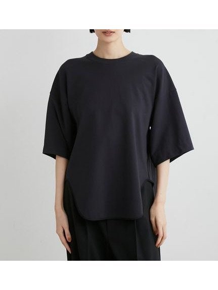 【ミースロエ/MIESROHE】のサテン切り替えカットソートップス インテリア・キッズ・メンズ・レディースファッション・服の通販 founy(ファニー) 　雑誌掲載アイテム　Magazine Picks & Fashion Features　ファッション雑誌　Fashion Magazines　ヴェリィ　VERY　ファッション　Fashion　レディースファッション　Fashion for Women　トップス・カットソー　Cut & Sew Tops　カットソー・ベーシックTシャツ　Cut-and-Sewn Tops / Stretch Tees & Basics　7月号　July Issue　サテン　Satin, Glossy Fabric　シンプル　Simple, Minimal　スマート　Smart, Elegant　半袖　Short Sleeve, Half Sleeve　雑誌　Magazine, Fashion Magazine　BLK[009]|ID: prp329100004824783 ipo3291000000035091436