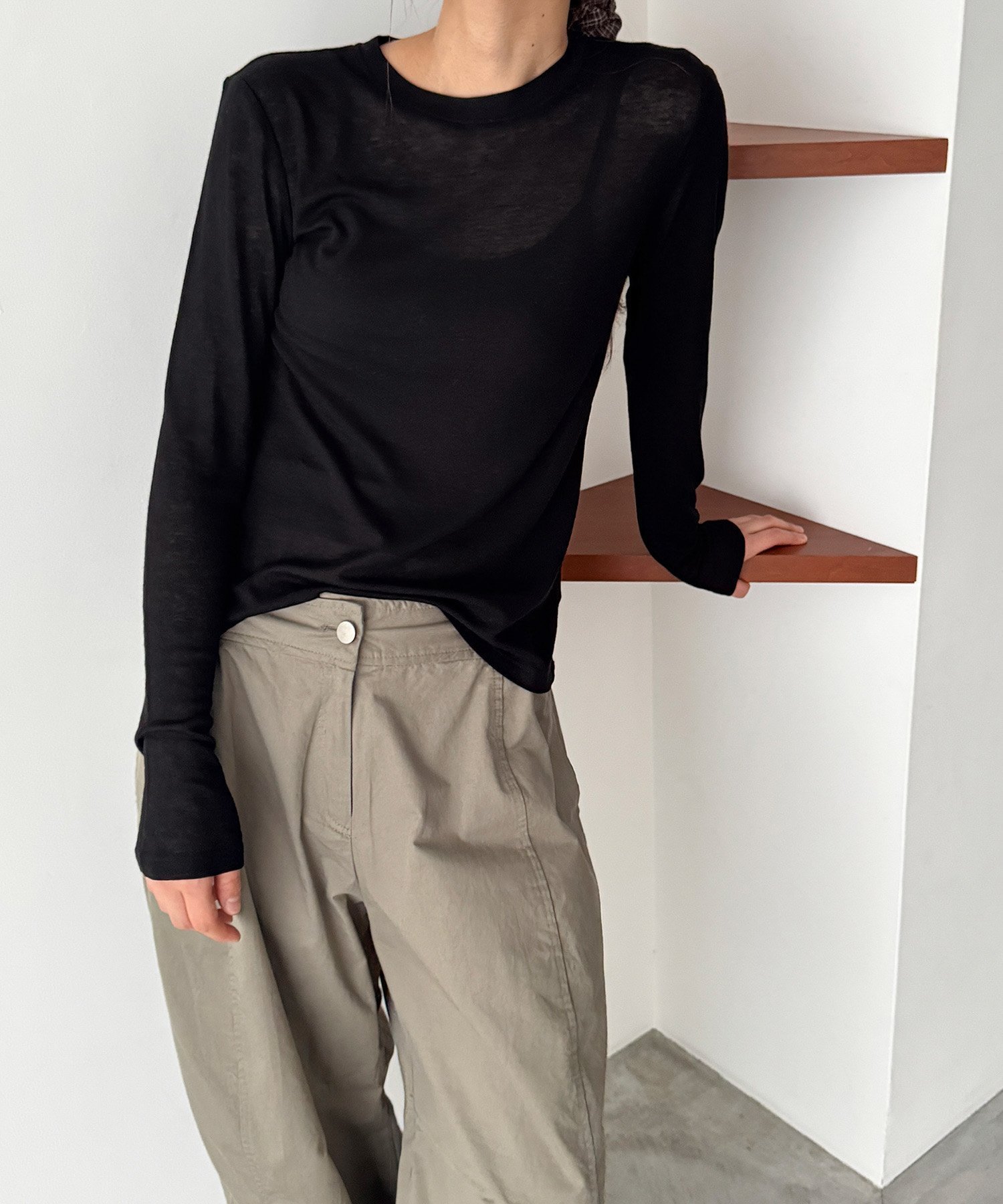 【キャナルジーン/CANAL JEAN】のEl mar リヨセルウールシアーロンT インテリア・キッズ・メンズ・レディースファッション・服の通販 founy(ファニー) 　ファッション　Fashion　レディースファッション　Fashion for Women　トップス・カットソー　Cut & Sew Tops　ロングTシャツ・Tシャツ　Longline T-Shirts & Tees　おすすめ　Recommended / Our Picks　インナー　Innerwear　シンプル　Simple, Minimal　フィット　Fit, Slim Fit　ベーシック　Basic, Essential　ブラック|ID: prp329100004824796 ipo3291000000035091621