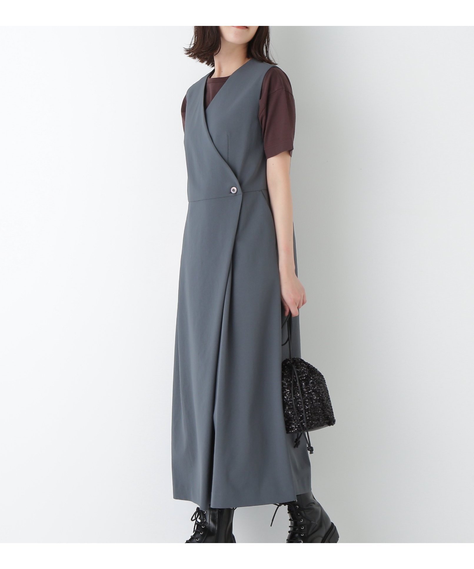 【ヒューマンウーマン/HUMAN WOMAN】のT/TAツイルラップ風ノースリーブワンピース 人気、トレンドファッション・服の通販 founy(ファニー) 　ファッション　Fashion　レディースファッション　Fashion for Women　ワンピース　Dresses　おすすめ　Recommended / Our Picks　スタンダード　Standard, Basic　ノースリーブ　Sleeveless, No-Sleeve　ラップ　Wrap, Wrap Design　ワッシャー　Washer, Crinkled Finish　 other-1|ID: prp329100004824797 ipo3291000000035091622