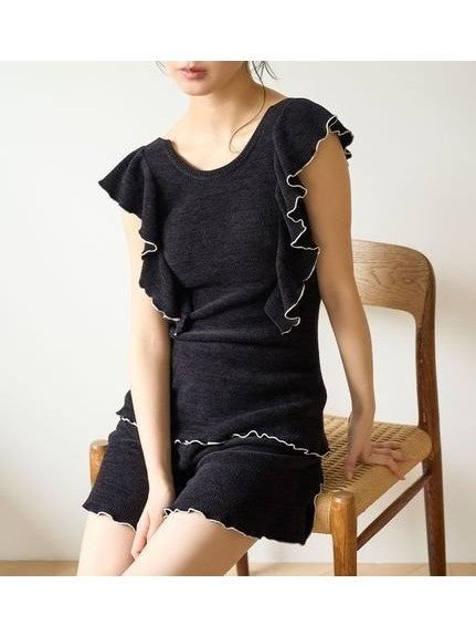 【スナイデル ホーム/SNIDEL HOME】のフリルニットセットアップ インテリア・キッズ・メンズ・レディースファッション・服の通販 founy(ファニー) 　ファッション　Fashion　レディースファッション　Fashion for Women　トップス・カットソー　Cut & Sew Tops　ニット　Knit Tops & Sweaters　ショート　Short, Short Length　シンプル　Simple, Minimal　スマート　Smart, Elegant　セットアップ　Set-Up, Coordinated Outfit　フリル　Frill, Ruffle　人気　Popular, Best Seller　定番　Standard, Basic Item　BLK[009]|ID: prp329100004824839 ipo3291000000035092231