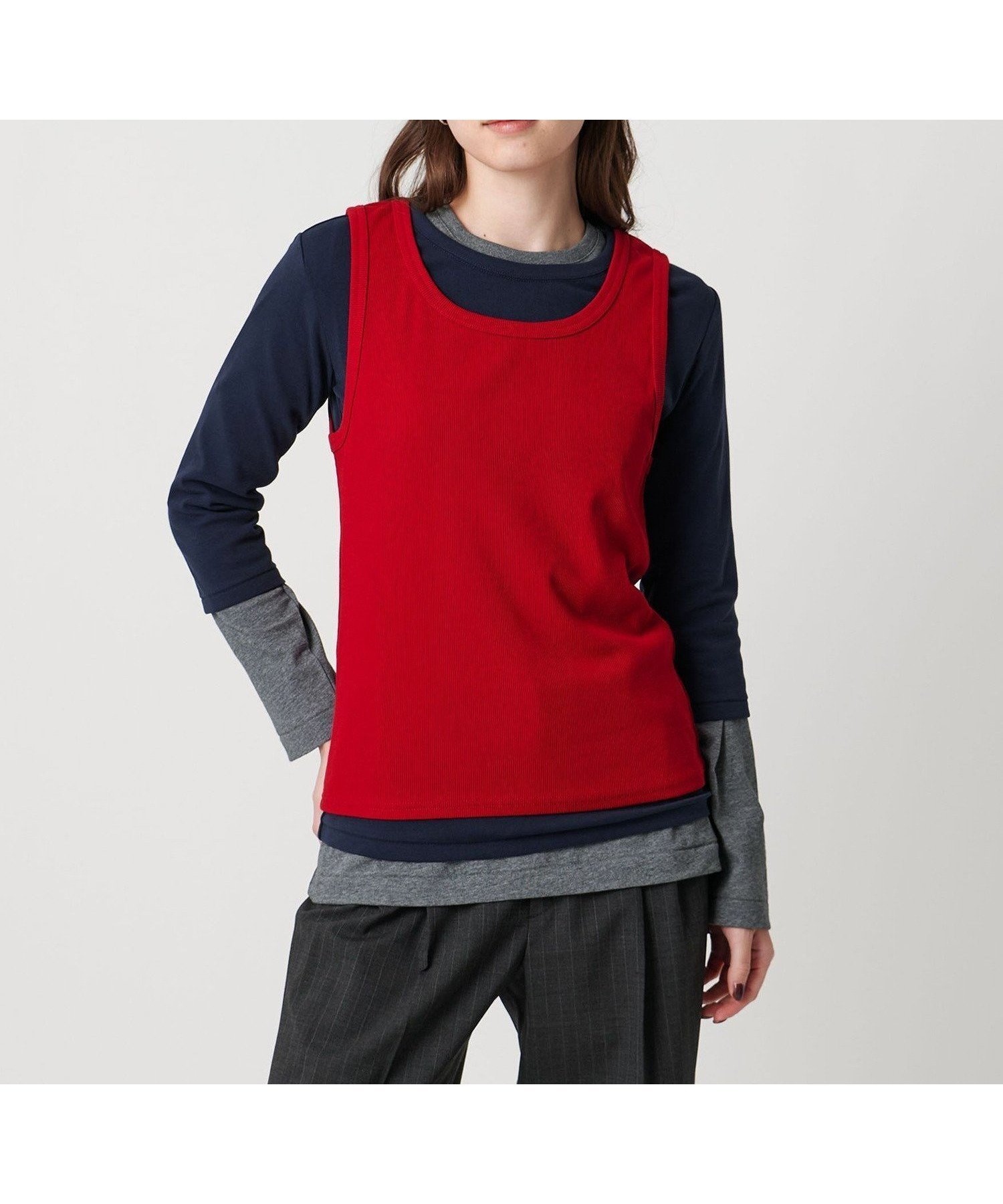 【ユナイテッドアローズ/UNITED ARROWS】の【別注】 WILHELM NEUBERT レイヤード トップス インテリア・キッズ・メンズ・レディースファッション・服の通販 founy(ファニー) 　ファッション　Fashion　レディースファッション　Fashion for Women　トップス・カットソー　Cut & Sew Tops　タンク　Tank Top, Sleeveless Top　長袖　Long Sleeve, Full Sleeve　プリント　Print, Printed Pattern　別注　Limited Edition, Custom Order　ワーク　Workwear, Utility Style　おすすめ　Recommended / Our Picks　RED|ID: prp329100004824841 ipo3291000000035092265