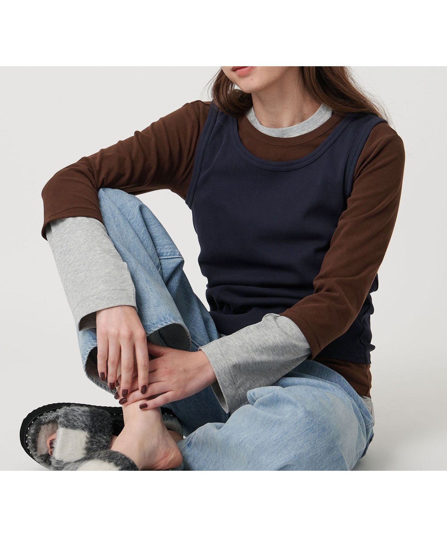 【ユナイテッドアローズ/UNITED ARROWS】の【別注】 WILHELM NEUBERT レイヤード トップス インテリア・キッズ・メンズ・レディースファッション・服の通販 founy(ファニー) 　ファッション　Fashion　レディースファッション　Fashion for Women　トップス・カットソー　Cut & Sew Tops　タンク　Tank Top, Sleeveless Top　長袖　Long Sleeve, Full Sleeve　プリント　Print, Printed Pattern　別注　Limited Edition, Custom Order　ワーク　Workwear, Utility Style　おすすめ　Recommended / Our Picks　NAVY|ID: prp329100004824841 ipo3291000000035092266