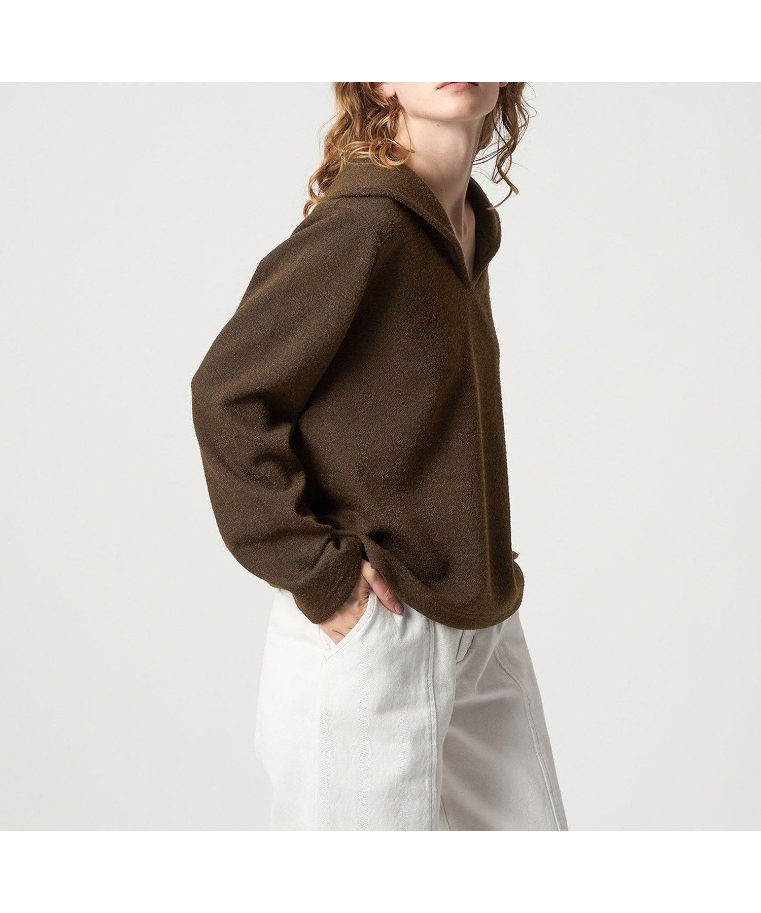 【ビューティ&ユース ユナイテッドアローズ/BEAUTY&YOUTH / UNITED ARROWS】のSteven Alan ブークレー ダンボール プルオーバー インテリア・キッズ・メンズ・レディースファッション・服の通販 founy(ファニー) ファッション Fashion レディースファッション Fashion for Women トップス・カットソー Cut & Sew Tops カジュアルプルオーバー・ニットトップス Pullovers & Knit Tops / Casual Pullovers カットソー Cut and Sewn Top スキッパー Skipper, Open Collar タートル Turtleneck, Turtle Collar フロント Front, Front Design エレガント 上品 Elegant DK.BROWN|ID: prp329100004824845 ipo3291000000035092319