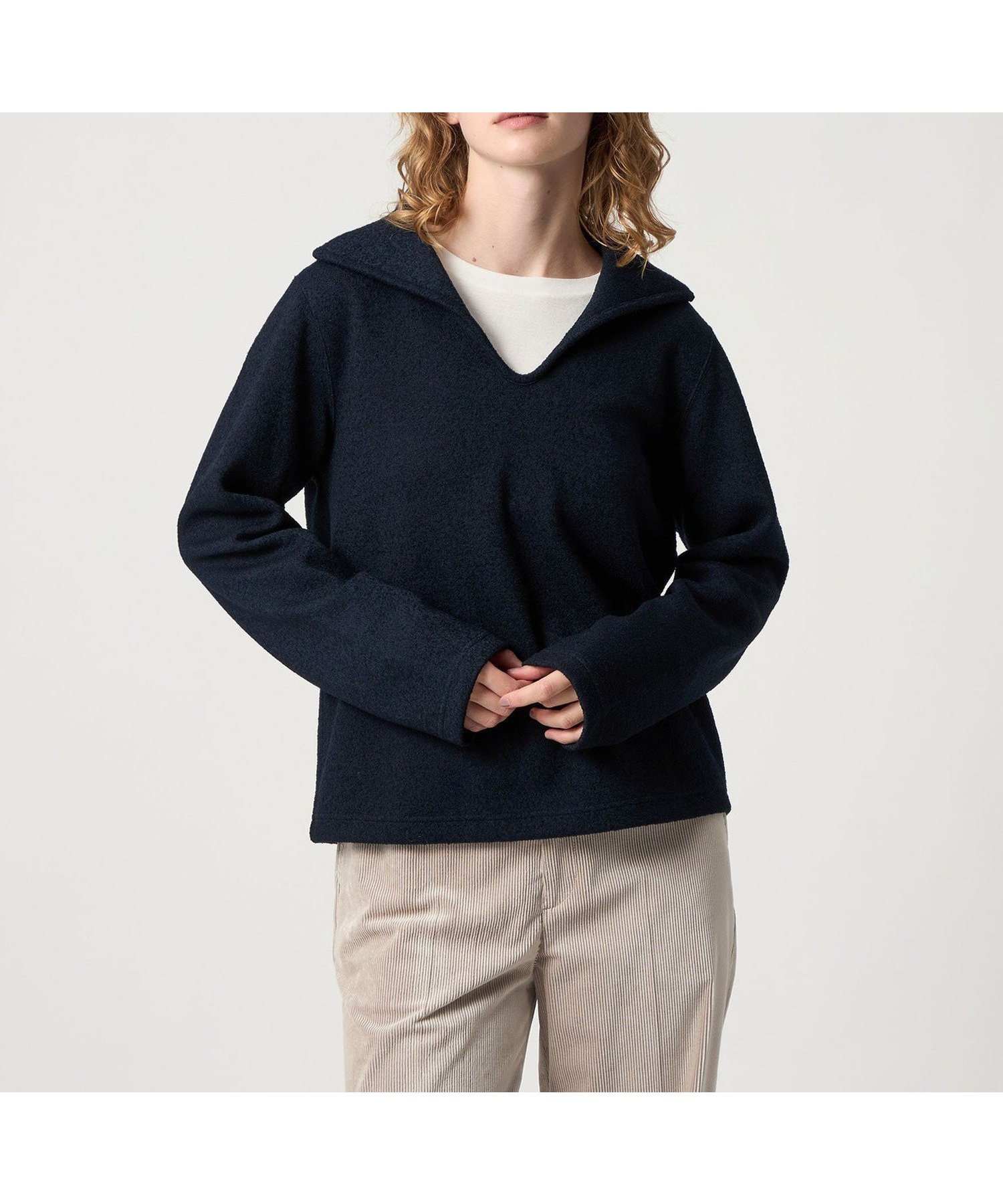 【ビューティ&ユース ユナイテッドアローズ/BEAUTY&YOUTH / UNITED ARROWS】のSteven Alan ブークレー ダンボール プルオーバー インテリア・キッズ・メンズ・レディースファッション・服の通販 founy(ファニー) ファッション Fashion レディースファッション Fashion for Women トップス・カットソー Cut & Sew Tops カジュアルプルオーバー・ニットトップス Pullovers & Knit Tops / Casual Pullovers カットソー Cut and Sewn Top スキッパー Skipper, Open Collar タートル Turtleneck, Turtle Collar フロント Front, Front Design エレガント 上品 Elegant NAVY|ID: prp329100004824845 ipo3291000000035092321