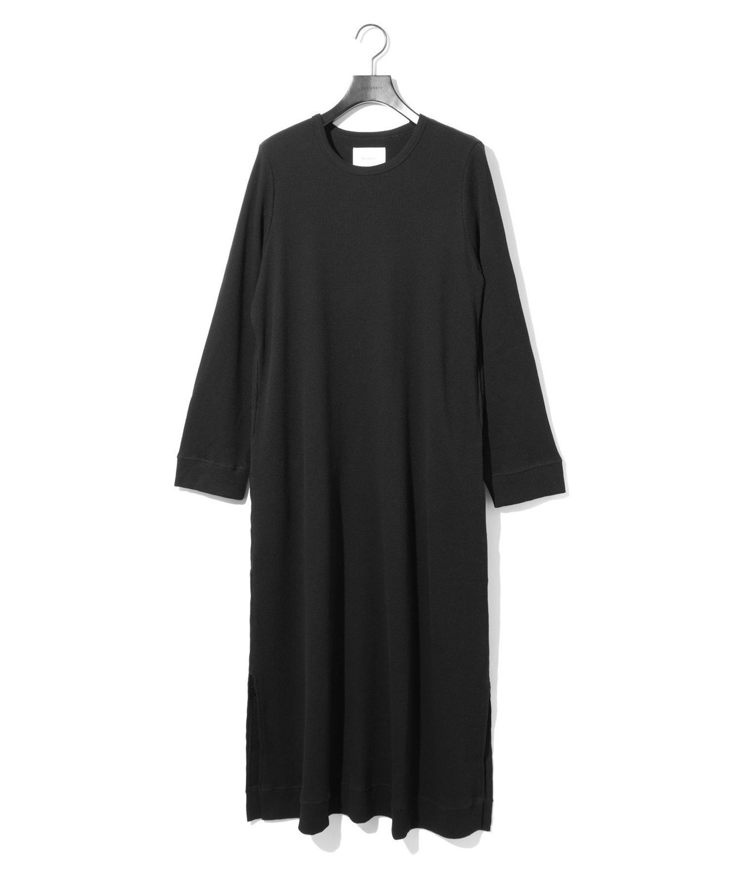 【マーコート/MARcourt】のMIDIUMISOLID for Ladies ワッフルワンピース インテリア・キッズ・メンズ・レディースファッション・服の通販 founy(ファニー) 　ファッション　Fashion　レディースファッション　Fashion for Women　ワンピース　Dresses　ストレート　Straight, Straight Cut　スリット　Slit, Slit Detail　トレンド　Trend, Trending Now　ベーシック　Basic, Essential　ポケット　Pocket, Pocket Detail　マキシ　Maxi, Full Length　ワッフル　Waffle, Waffle Knit　今季　This Season, Current Season　長袖　Long Sleeve, Full Sleeve　ブラック|ID: prp329100004824853 ipo3291000000035092411