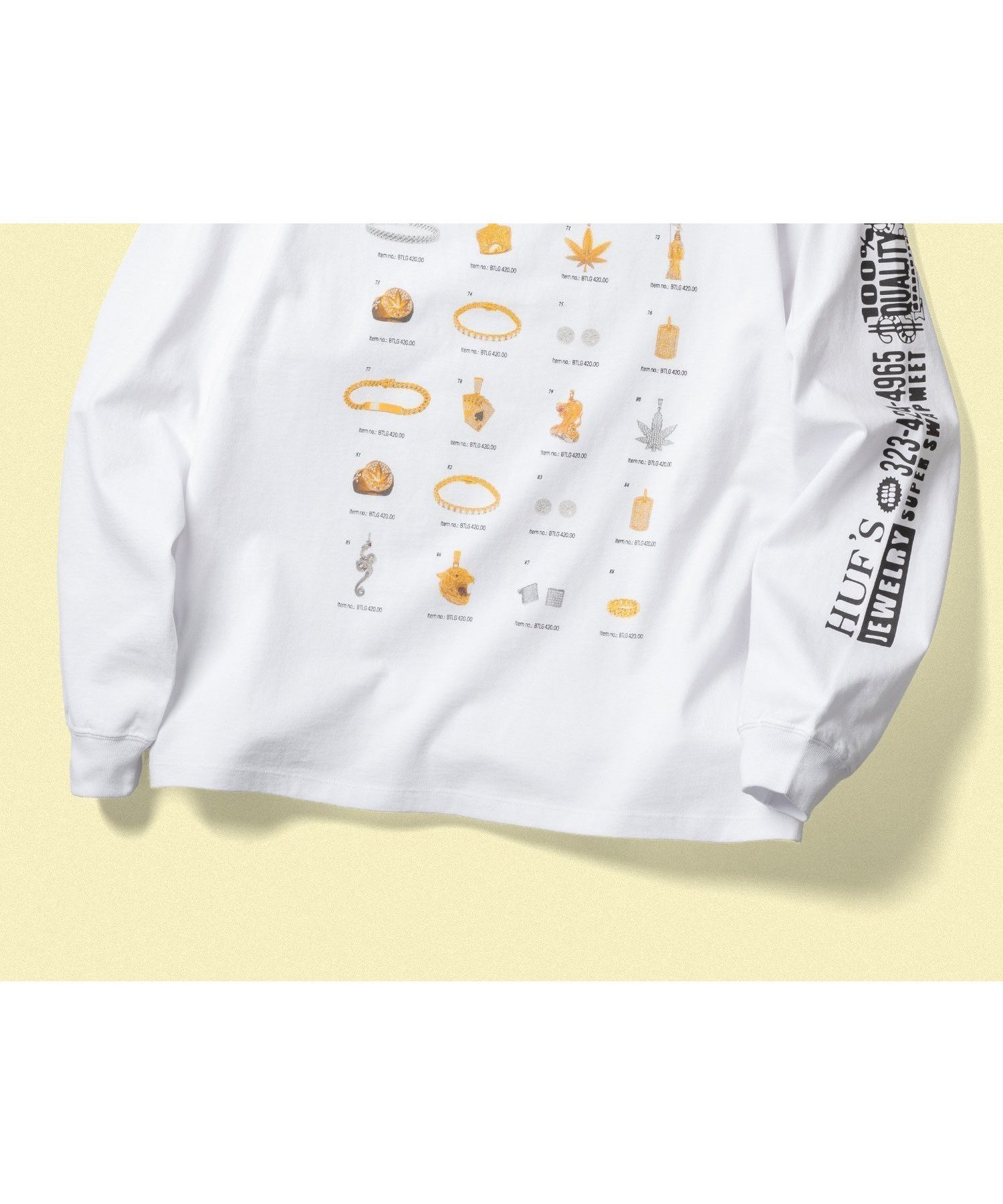 【ハフ/HUF】のJEWELRY LS TEE / HUF ハフ 長袖Tシャツ ロンT インテリア・キッズ・メンズ・レディースファッション・服の通販 founy(ファニー) 　ファッション　Fashion　レディースファッション　Fashion for Women　トップス・カットソー　Cut & Sew Tops　シャツ・ブラウス・オフィスカジュアル　Elegant Blouses & Button-Ups　ロングTシャツ・Tシャツ　Longline T-Shirts & Tees　長袖　Long Sleeve, Full Sleeve　WHITE|ID: prp329100004824872 ipo3291000000035092687