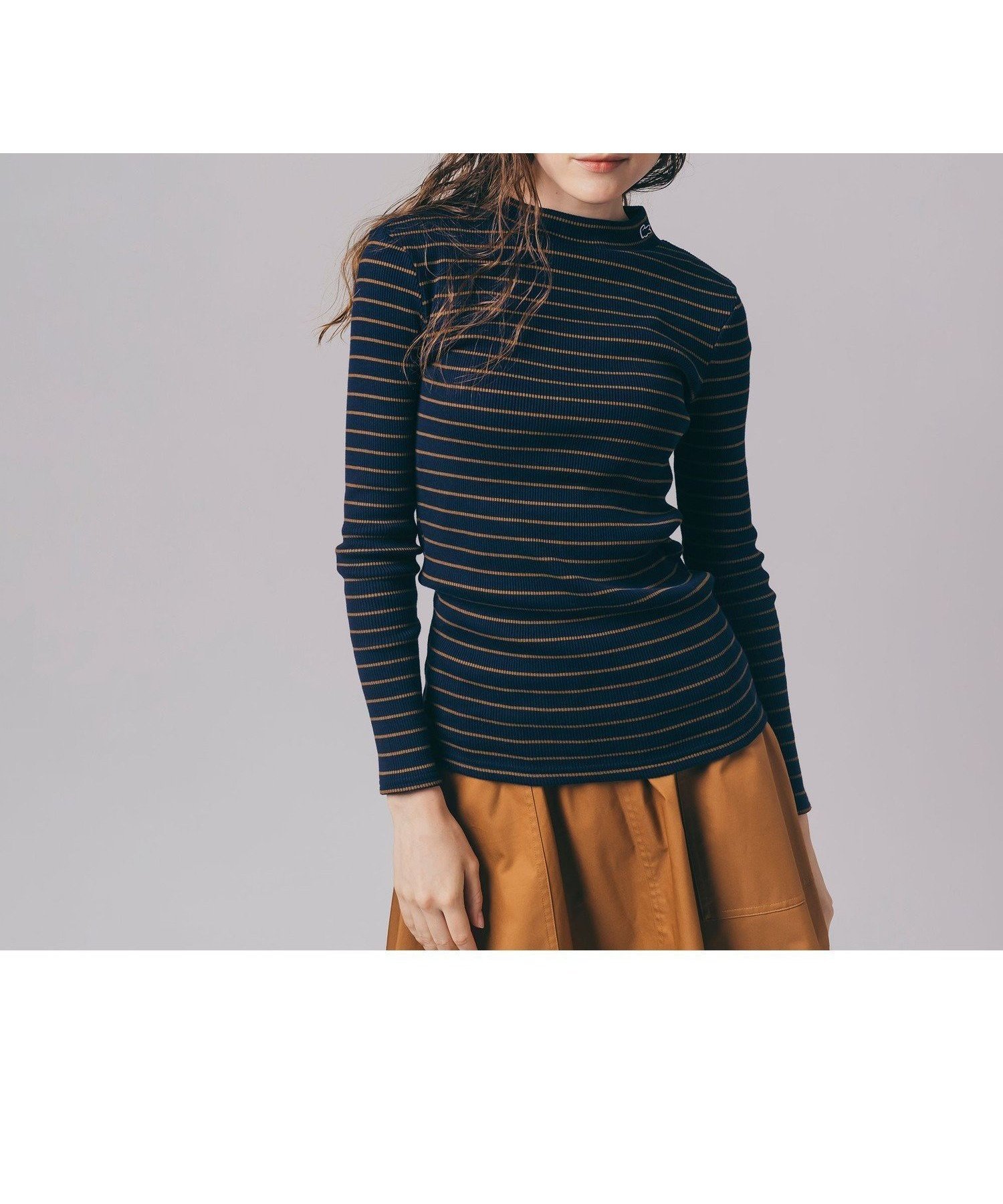 【ラコステ/LACOSTE】のモックネックロングスリーブTシャツ インテリア・キッズ・メンズ・レディースファッション・服の通販 founy(ファニー) 　ファッション　Fashion　レディースファッション　Fashion for Women　トップス・カットソー　Cut & Sew Tops　シャツ・ブラウス・オフィスカジュアル　Elegant Blouses & Button-Ups　ロングTシャツ・Tシャツ　Longline T-Shirts & Tees　インナー　Innerwear　ストレッチ　Stretch, Stretchy Fabric　モックネック　Mock Neck, Short Turtleneck　定番　Standard, Basic Item　ブラウン|ID: prp329100004824876 ipo3291000000035092762