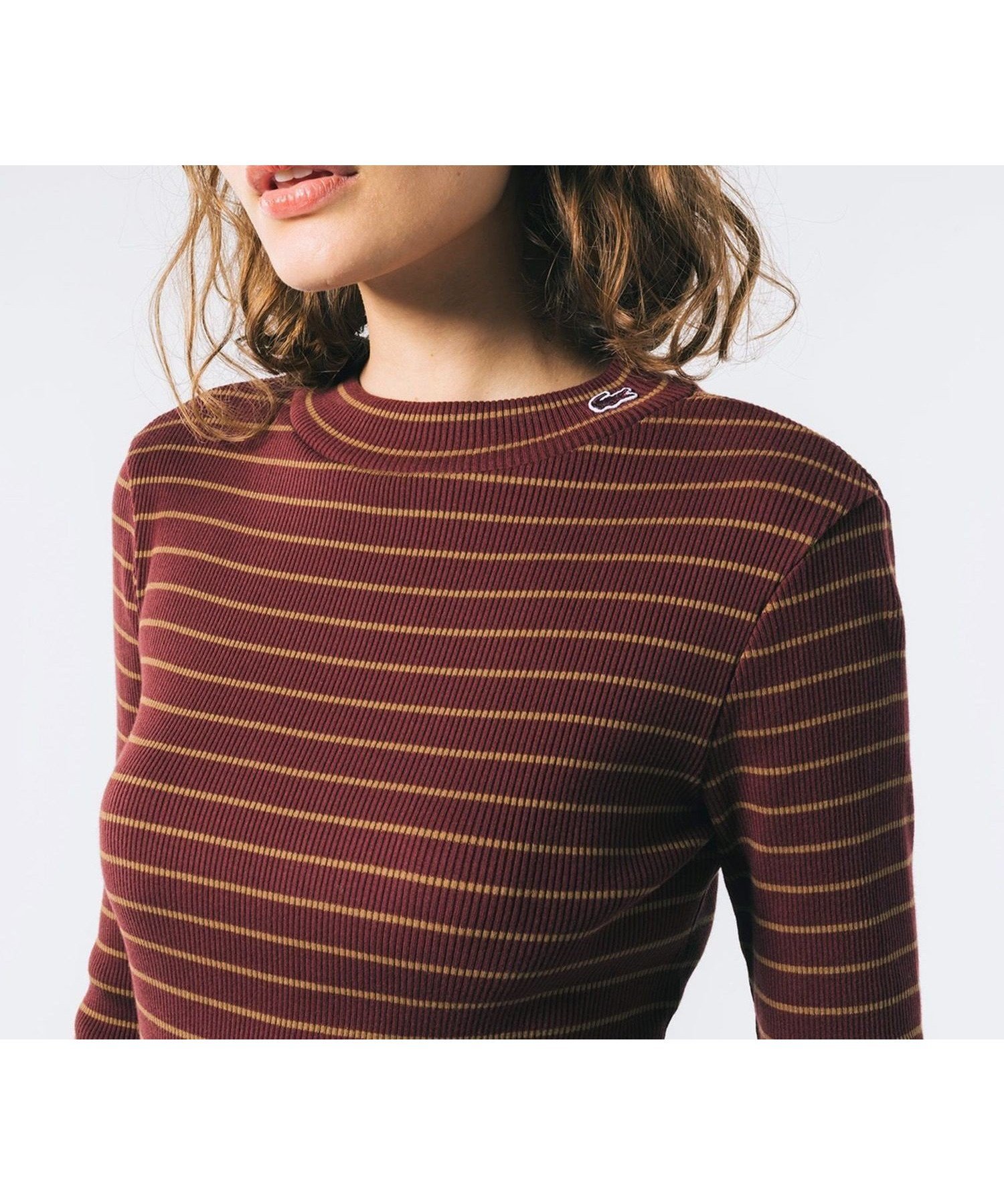 【ラコステ/LACOSTE】のモックネックロングスリーブTシャツ インテリア・キッズ・メンズ・レディースファッション・服の通販 founy(ファニー) 　ファッション　Fashion　レディースファッション　Fashion for Women　トップス・カットソー　Cut & Sew Tops　シャツ・ブラウス・オフィスカジュアル　Elegant Blouses & Button-Ups　ロングTシャツ・Tシャツ　Longline T-Shirts & Tees　インナー　Innerwear　ストレッチ　Stretch, Stretchy Fabric　モックネック　Mock Neck, Short Turtleneck　定番　Standard, Basic Item　エンジ|ID: prp329100004824876 ipo3291000000035092770