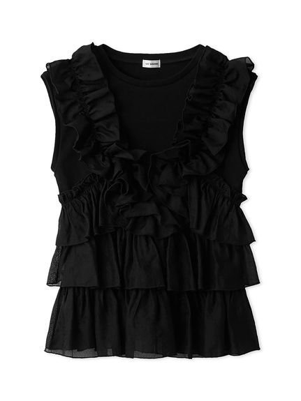 【リリーブラウン/Lily Brown】のフリルドッキング2wayトップス インテリア・キッズ・メンズ・レディースファッション・服の通販 founy(ファニー) 　雑誌掲載アイテム　Magazine Picks & Fashion Features　ファッション雑誌　Fashion Magazines　レイ　Ray　ファッション　Fashion　レディースファッション　Fashion for Women　トップス・カットソー　Cut & Sew Tops　9月号　September Issue　カットソー　Cut and Sewn Top　シンプル　Simple, Minimal　スマート　Smart, Elegant　雑誌　Magazine, Fashion Magazine　ドッキング　Docking, Mixed Material　フィット　Fit, Slim Fit　フリル　Frill, Ruffle　ボトム　Bottoms, Lower Wear　BLK[009]|ID: prp329100004824879 ipo3291000000035092815