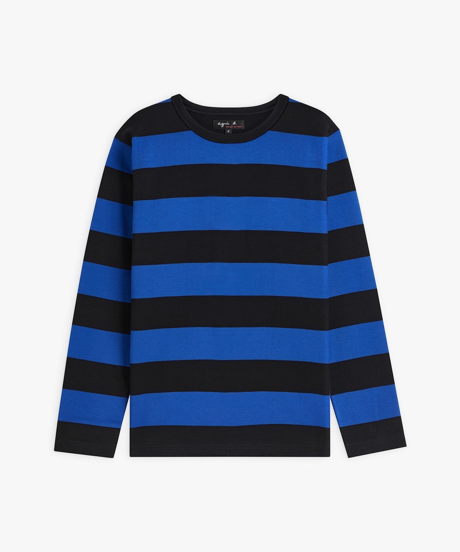 【アニエスベー ファム/agnes b. FEMME】の太ボーダー コットン 長袖Tシャツ Cool インテリア・キッズ・メンズ・レディースファッション・服の通販 founy(ファニー) 　ファッション　Fashion　レディースファッション　Fashion for Women　トップス・カットソー　Cut & Sew Tops　シャツ・ブラウス・オフィスカジュアル　Elegant Blouses & Button-Ups　ロングTシャツ・Tシャツ　Longline T-Shirts & Tees　ボーダー　Border, Stripe　定番　Standard, Basic Item　長袖　Long Sleeve, Full Sleeve　ブルー×ブラック|ID: prp329100004824883 ipo3291000000035092866