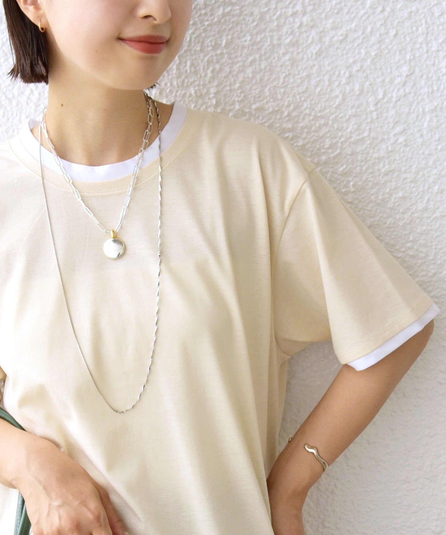 【シップス フォー ウィメン/SHIPS】の接触冷感 レイヤード ライク TEE インテリア・キッズ・メンズ・レディースファッション・服の通販 founy(ファニー) 　ファッション　Fashion　レディースファッション　Fashion for Women　インナー　Innerwear　シンプル　Simple, Minimal　スマート　Smart, Elegant　スリット　Slit, Slit Detail　デニム　Denim, Jeans Material　ボトム　Bottoms, Lower Wear　ポケット　Pocket, Pocket Detail　夏　Summer　2025年　2025　2025春夏・S/S　Spring/Summer 2025 SS25　ベージュ|ID: prp329100004824902 ipo3291000000035093133