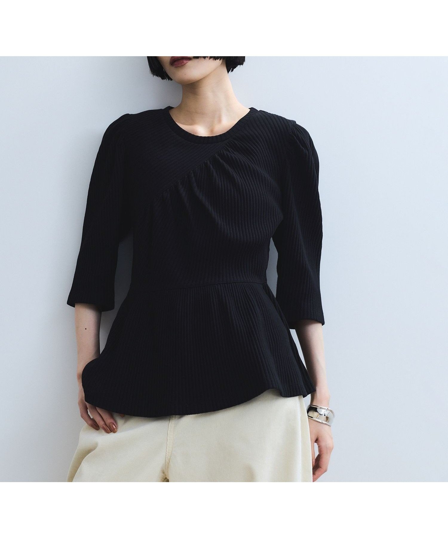 【アダム エ ロペ/ADAM ET ROPE'】の【WEB限定】ハーフスリーブペプラムカットソー 人気、トレンドファッション・服の通販 founy(ファニー) 　ファッション　Fashion　レディースファッション　Fashion for Women　トップス・カットソー　Cut & Sew Tops　カットソー・ベーシックTシャツ　Cut-and-Sewn Tops / Stretch Tees & Basics　ウォッシャブル　Machine Washable　カットソー　Cut and Sewn Top　ジャケット　Jacket, Outerwear　スラックス　Slacks, Dress Pants　スリーブ　Sleeve, Long Sleeve / Short Sleeve　テレコ　Ribbed, Rib Stitch　デニム　Denim, Jeans Material　フィット　Fit, Slim Fit　フェミニン　Feminine, Girly　ブルゾン　Blouson, Bomber Jacket　ペプラム　Peplum, Flared Hem　ボトム　Bottoms, Lower Wear　ポケット　Pocket, Pocket Detail　ロング　Long, Long-Length　A/W・秋冬　Autumn/Winter　おすすめ　Recommended / Our Picks　エレガント 上品　Elegant　2026年　2026　 other-1|ID: prp329100004824903 ipo3291000000035093139