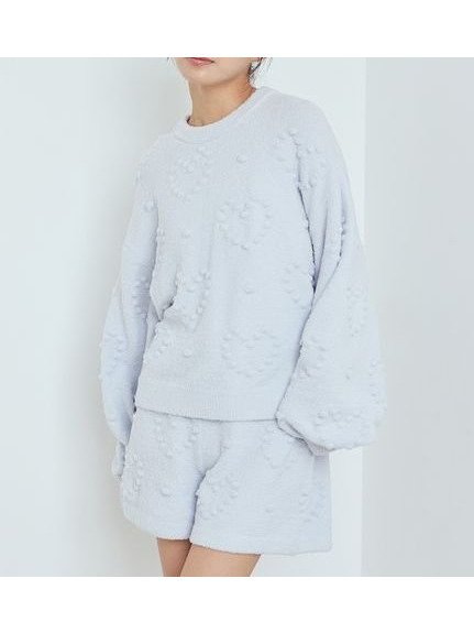 【ジェラート ピケ/gelato pique】のハート柄ショートパンツ インテリア・キッズ・メンズ・レディースファッション・服の通販 founy(ファニー) 　ファッション　Fashion　レディースファッション　Fashion for Women　パンツ　Pants & Trousers　ショートパンツ・ハーフパンツ　High-Waisted & Relaxed Shorts　おすすめ　Recommended / Our Picks　カーディガン　Cardigan, Knitwear　ショート　Short, Short Length　スマート　Smart, Elegant　BLU[086]|ID: prp329100004824934 ipo3291000000035094172